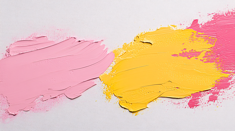 Pink and Yellow Brushstrokes on Canvas