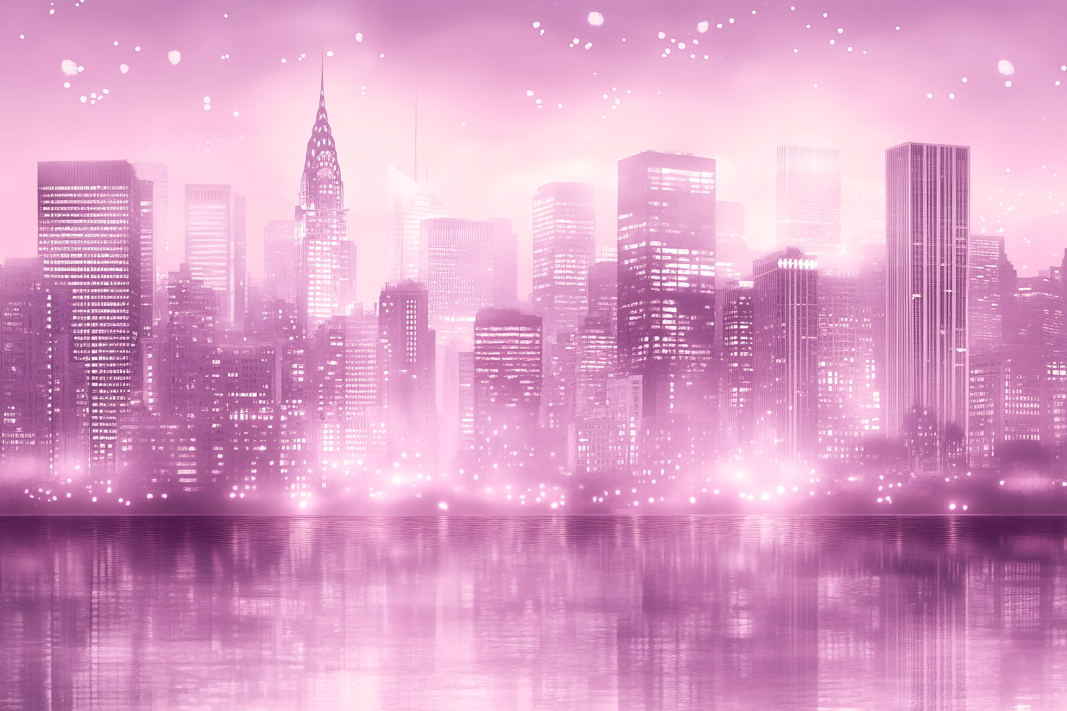 Pink Cityscape Reflection