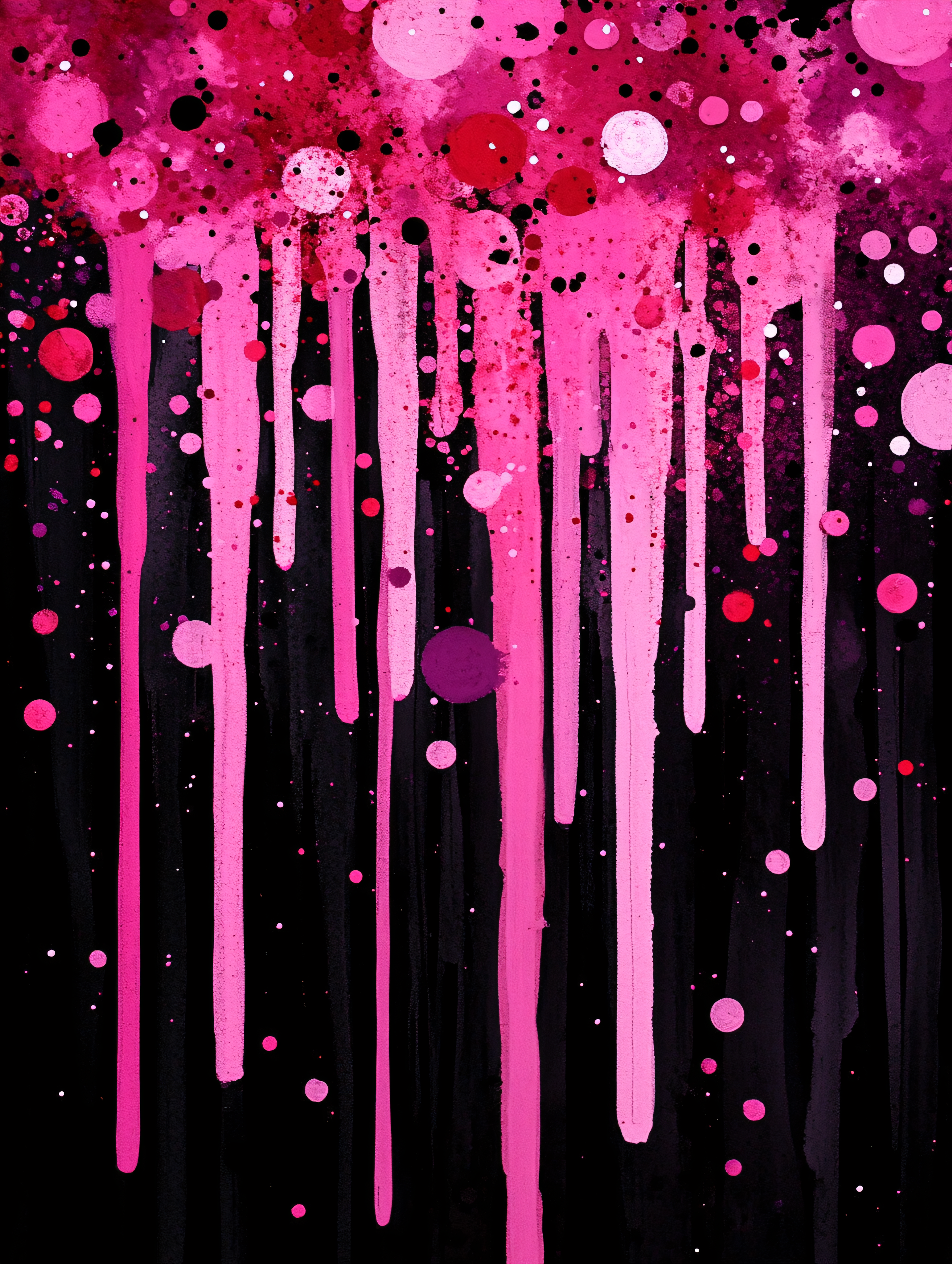 Pink Drips On Black Background