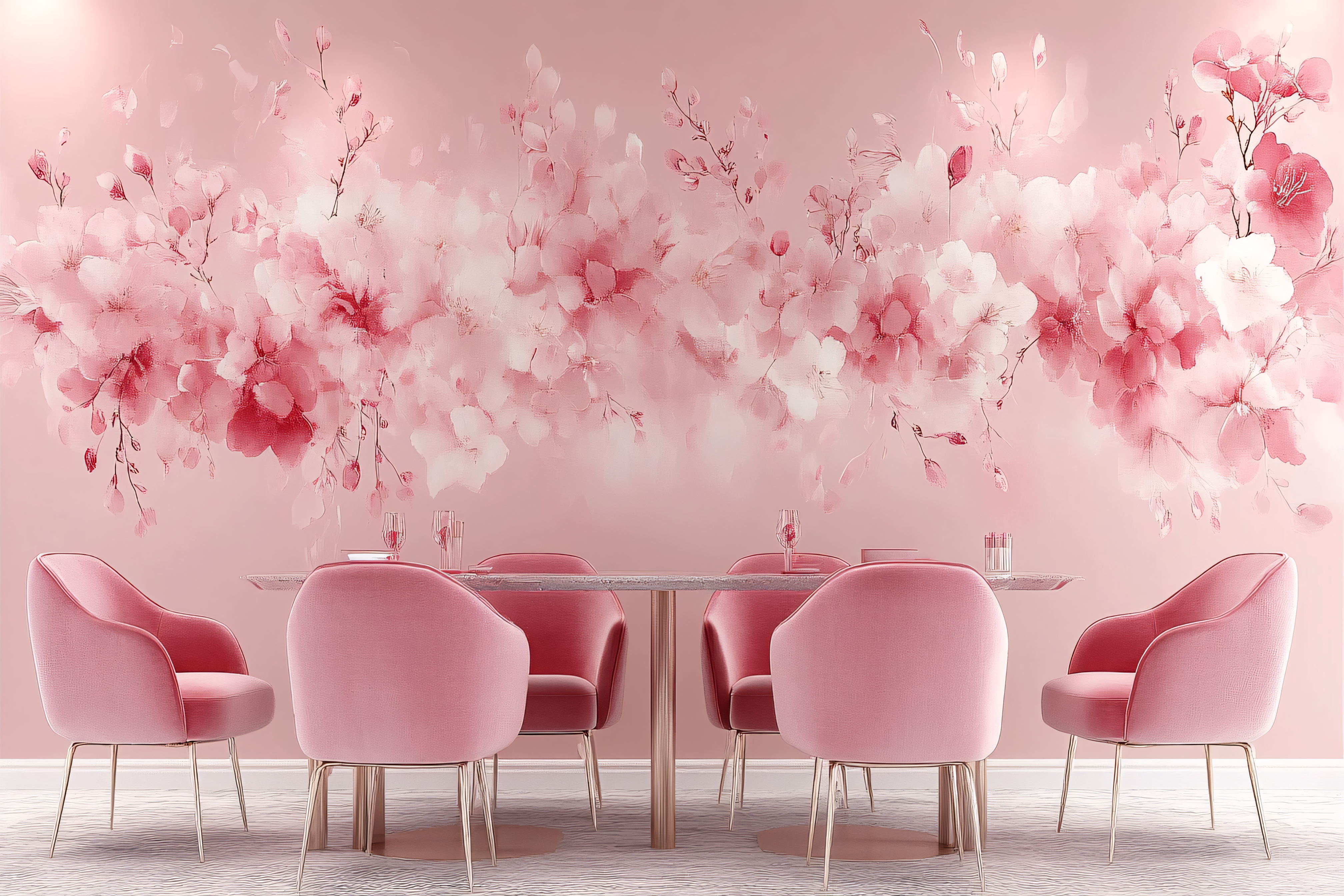 Pink Floral Dining Room