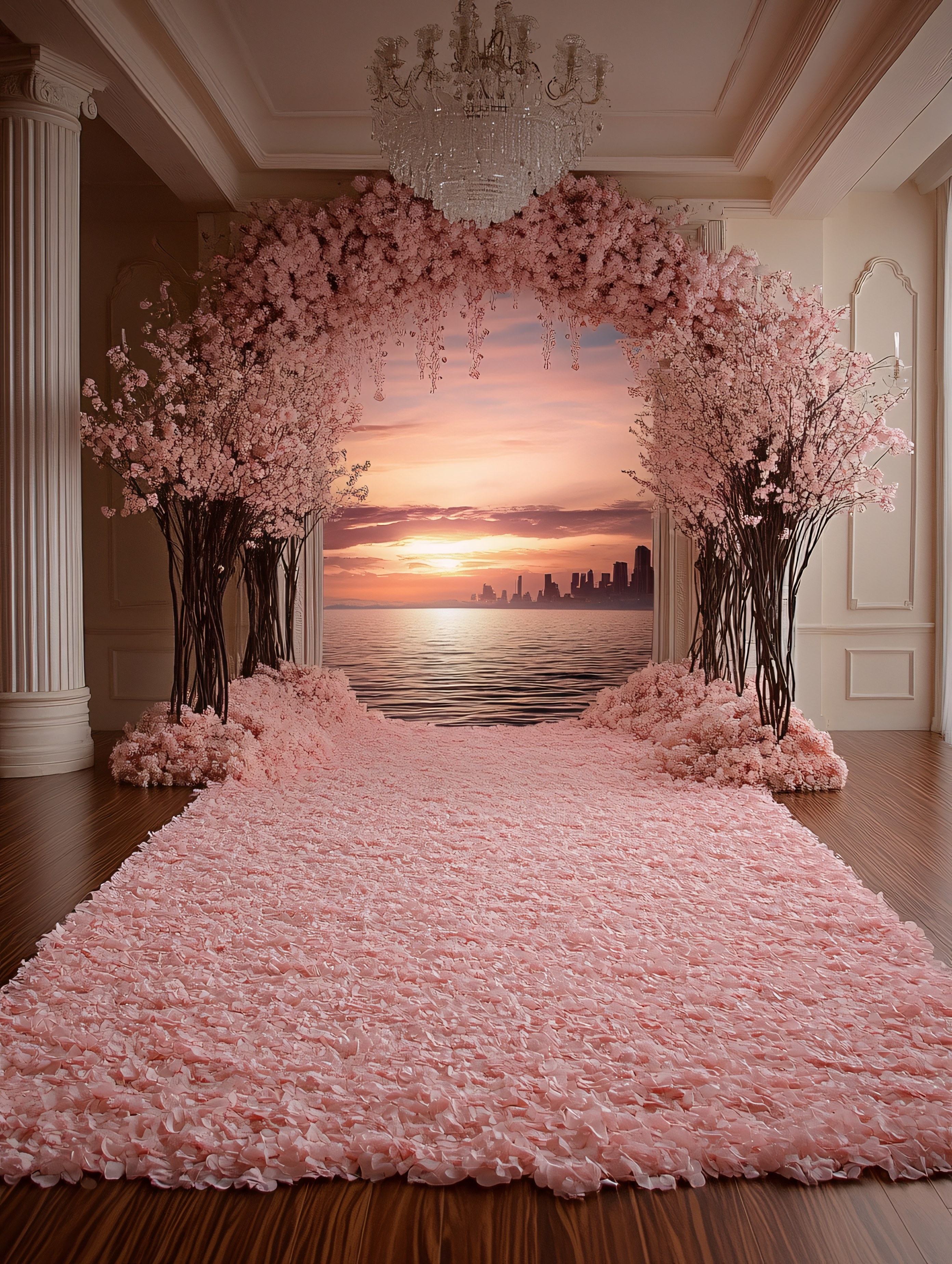 Pink Floral Wedding Aisle