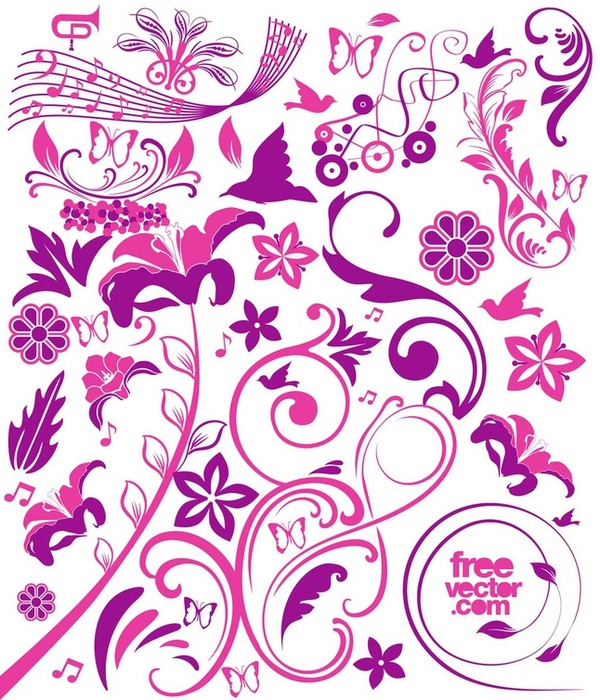 Pink Flowers s Free Vector