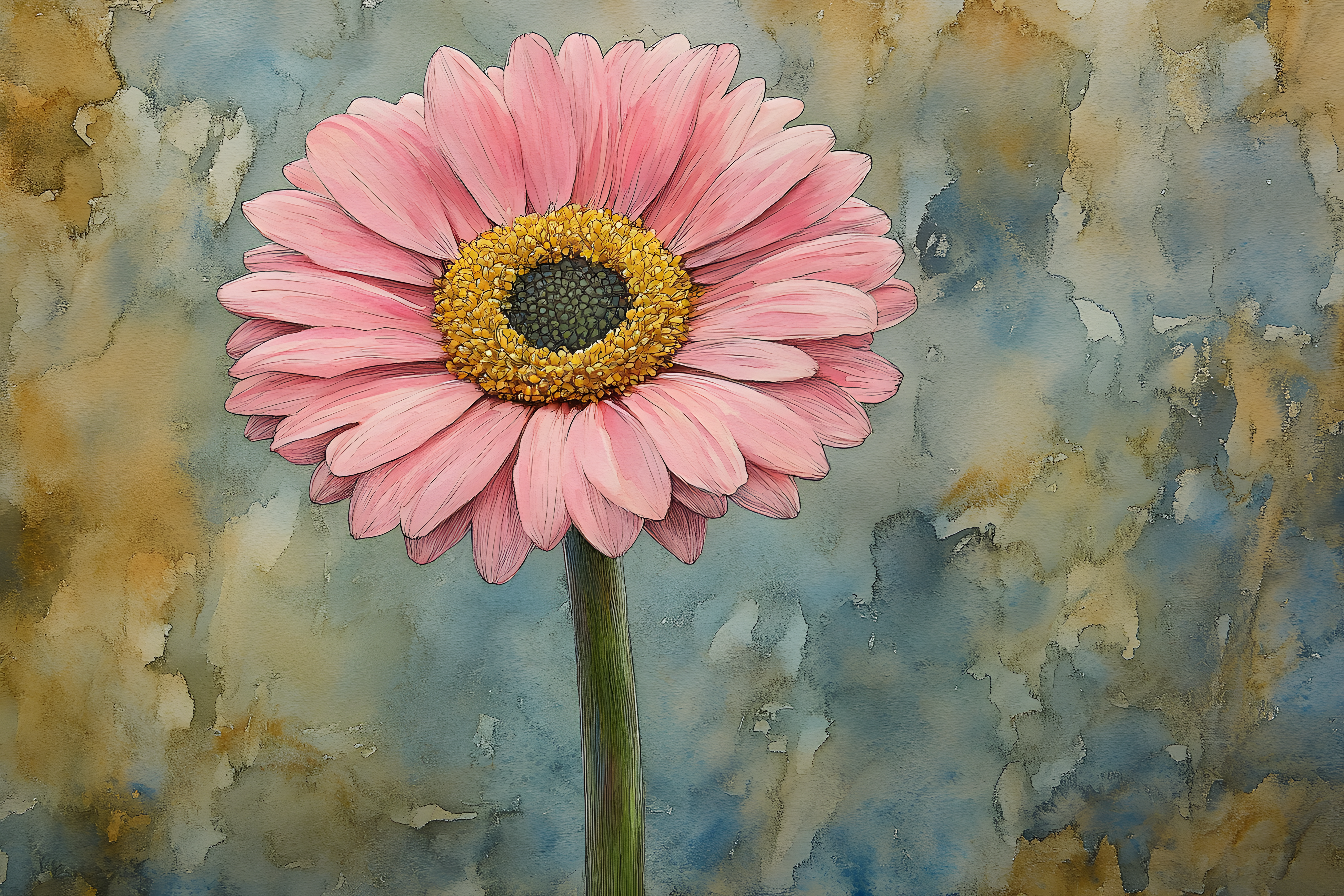 Pink Gerbera Daisy Watercolor