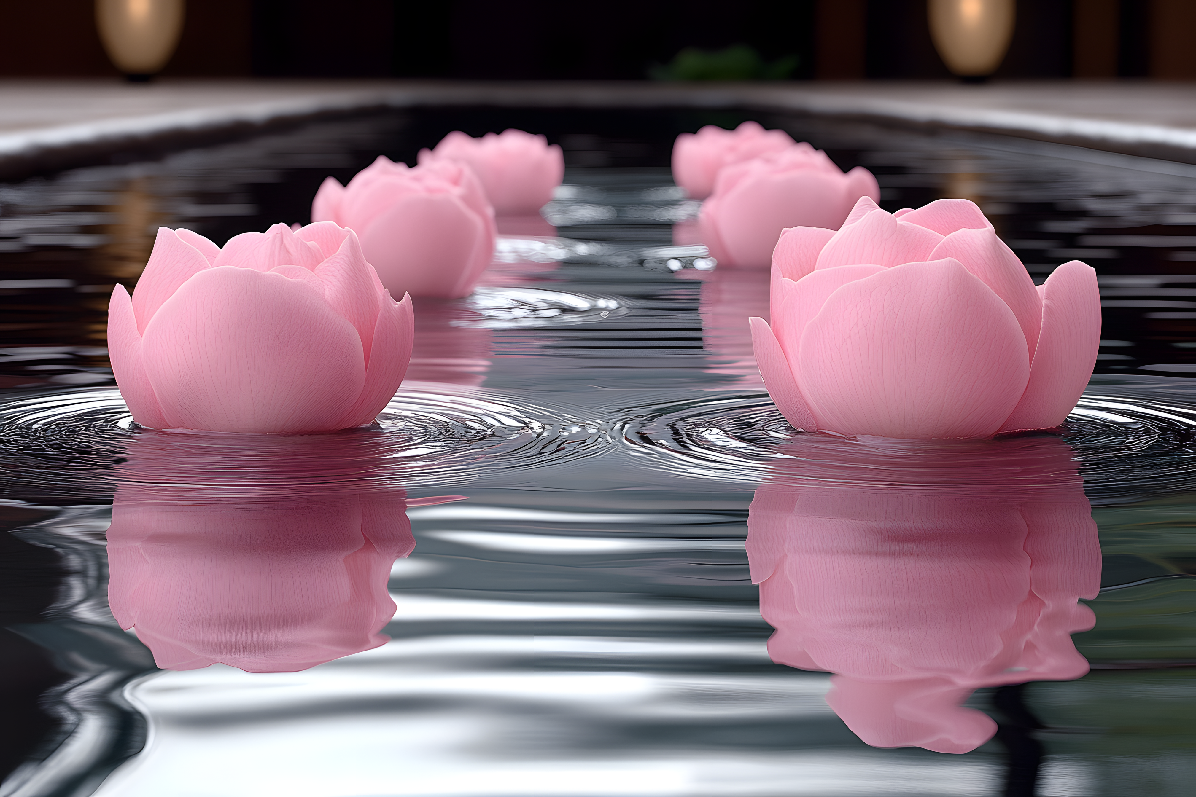 Pink Lotus Flowers in Water
