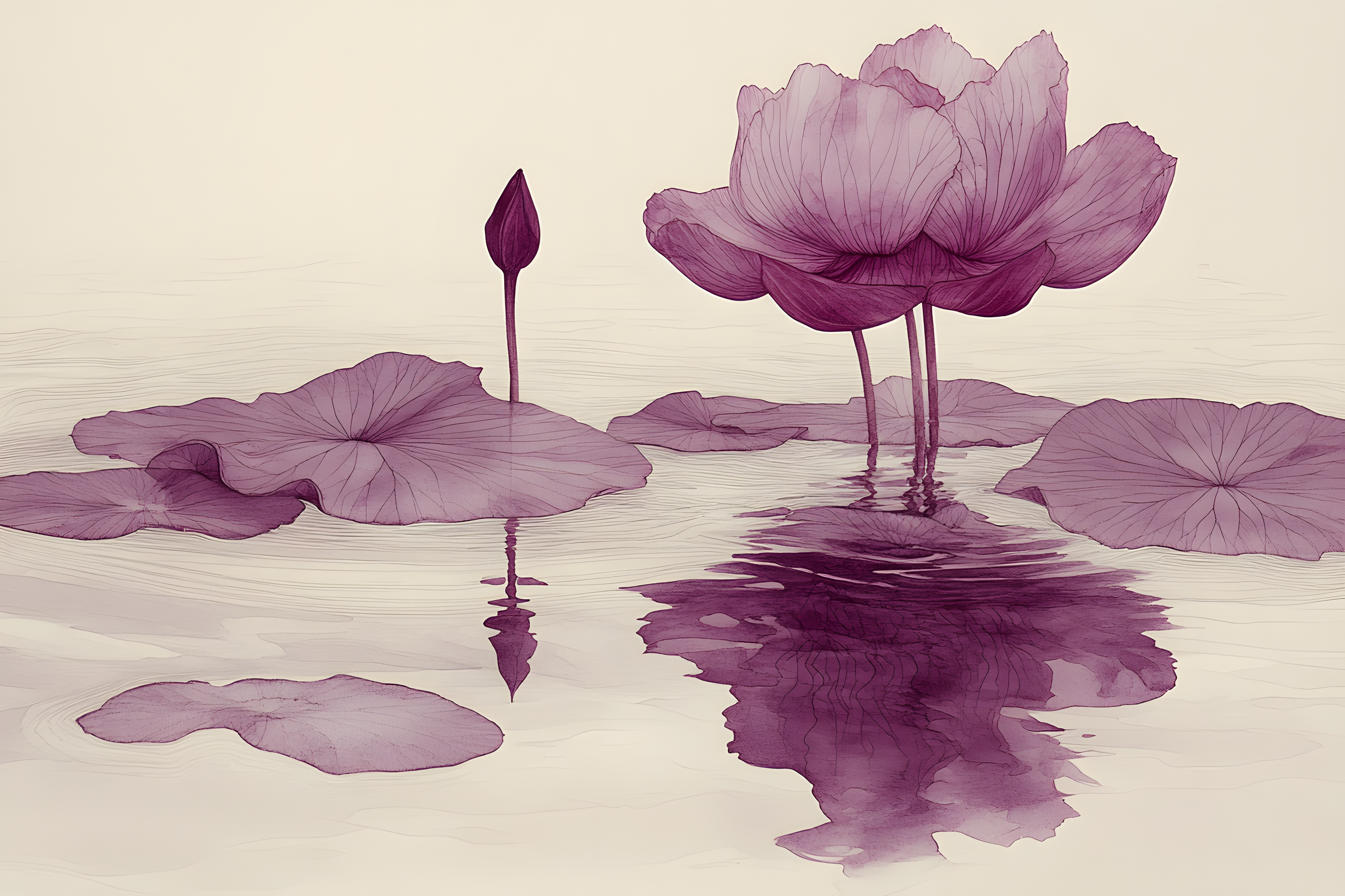 Pink Lotus in Pond