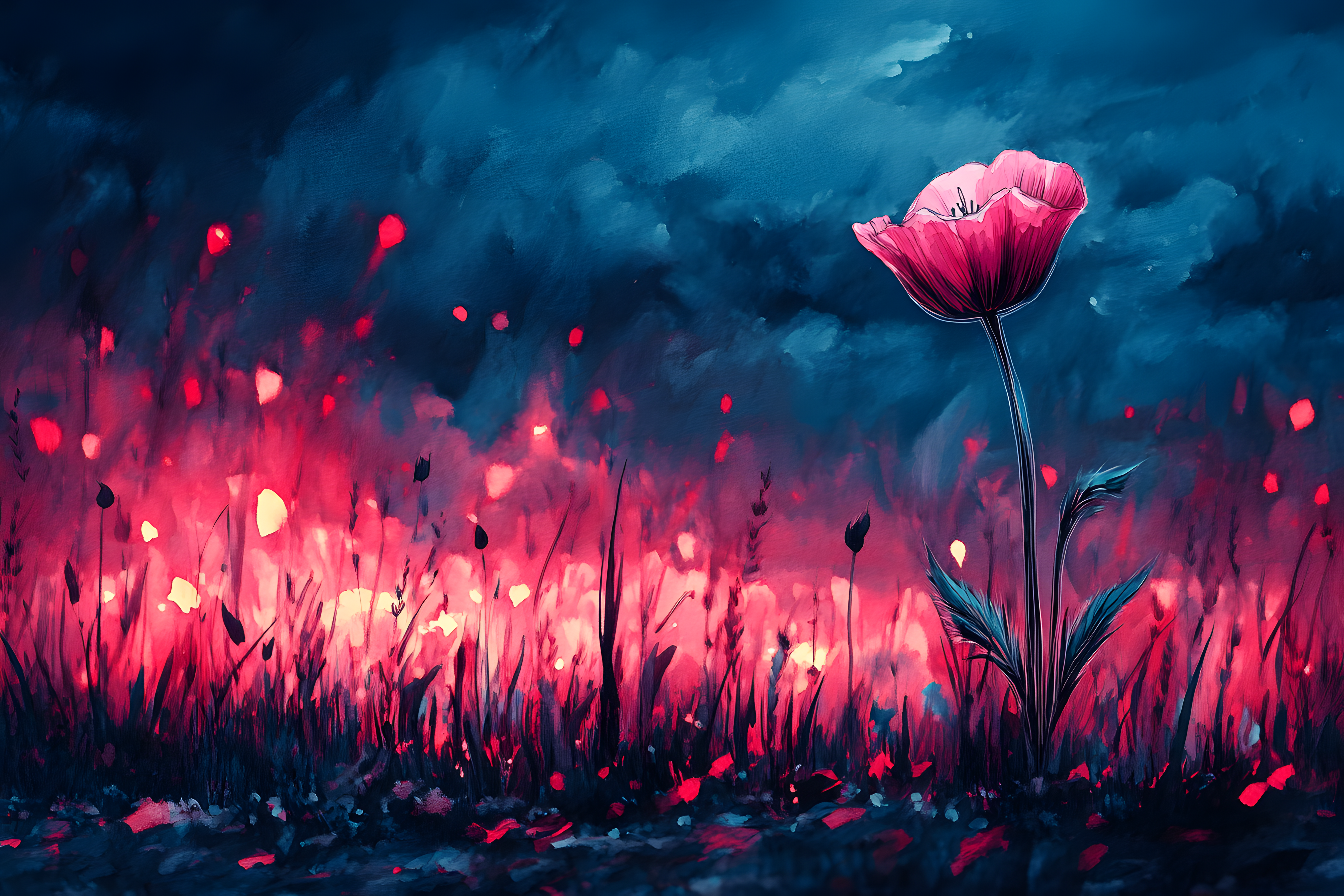 Pink Poppy in Dark Field