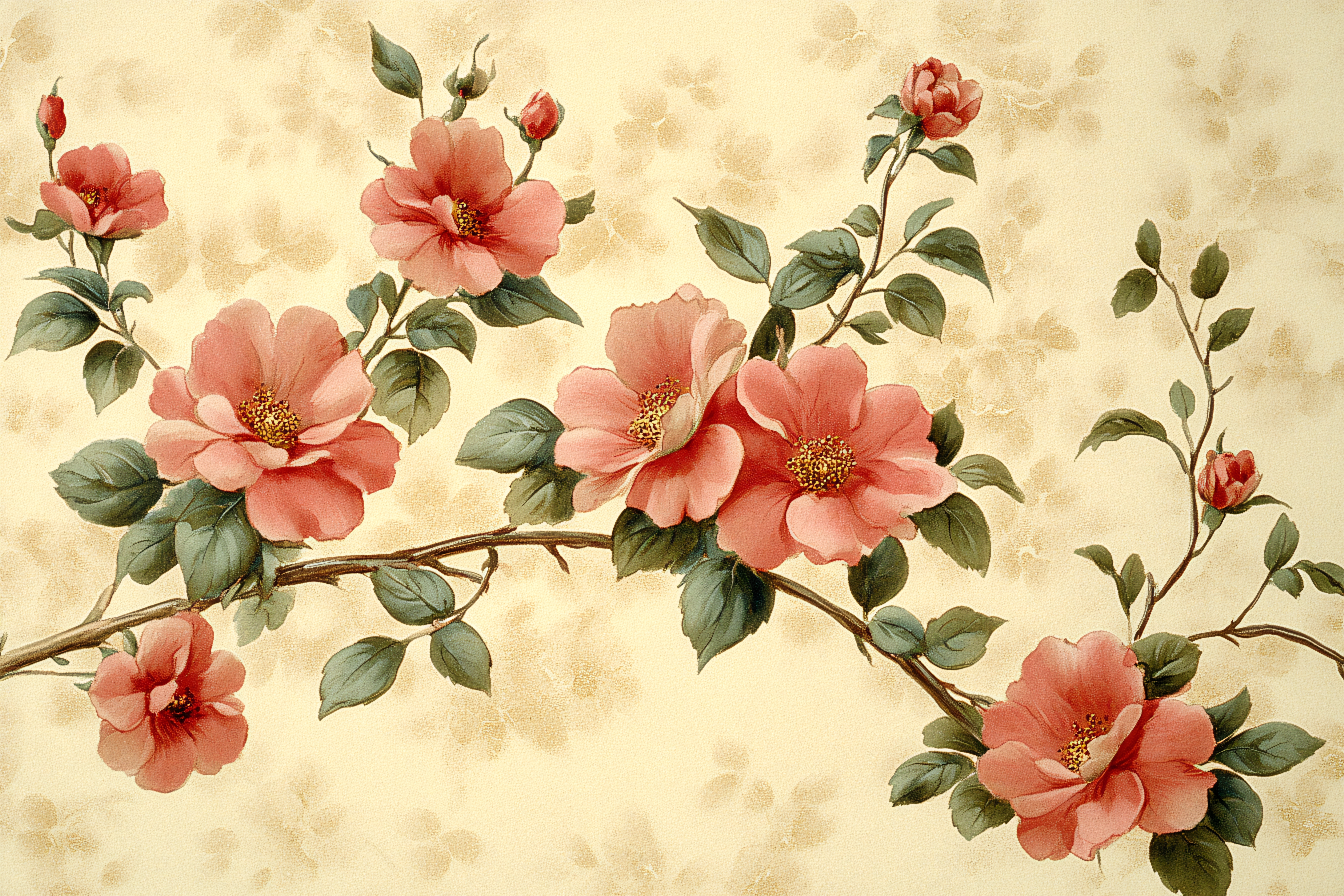 Pink Rose Floral Painting