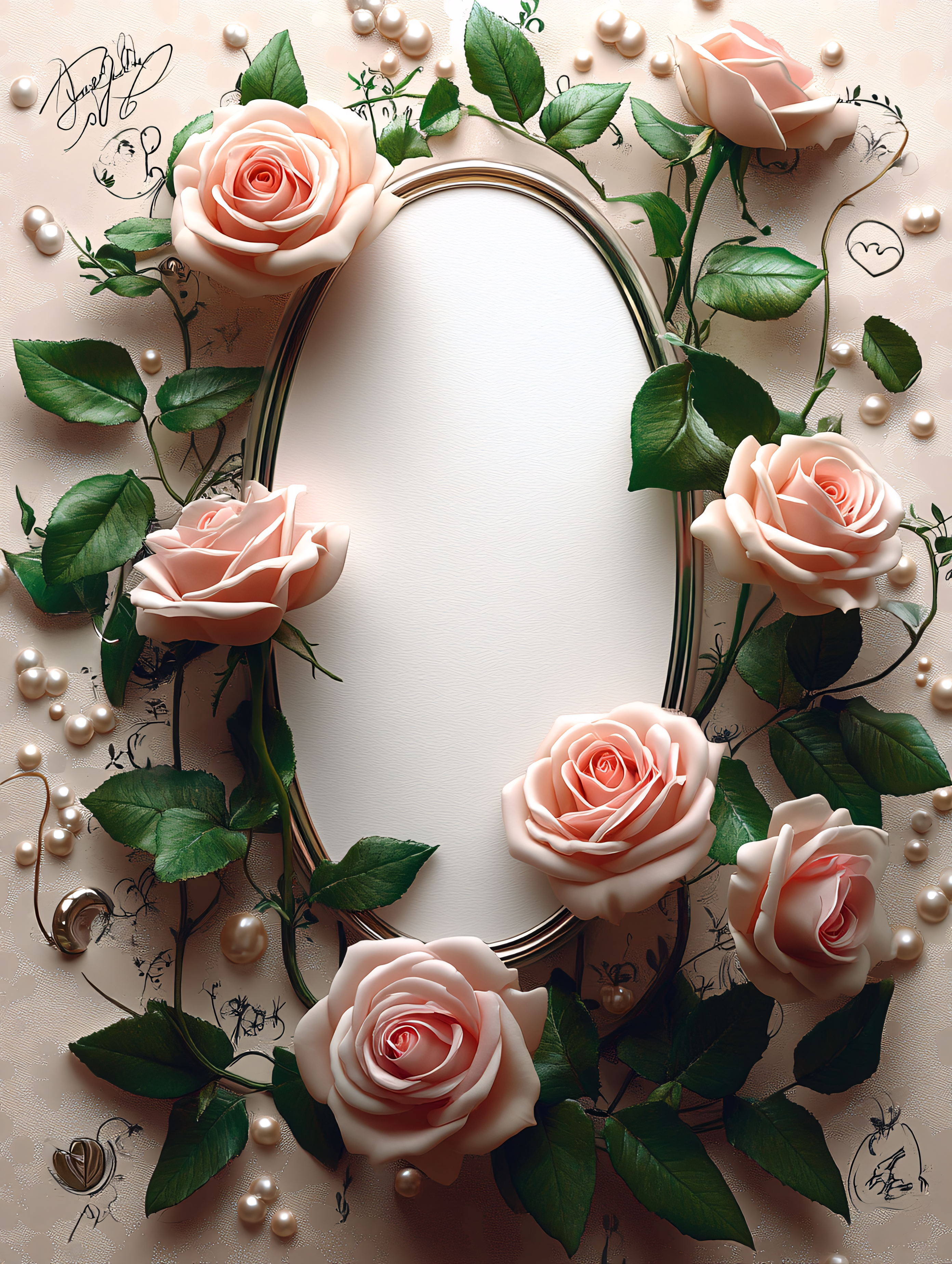 Pink Roses and Frame