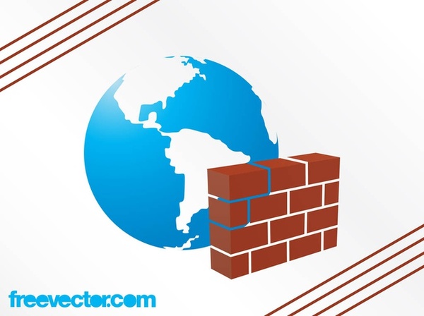 Planet and Firewall Free Vector
