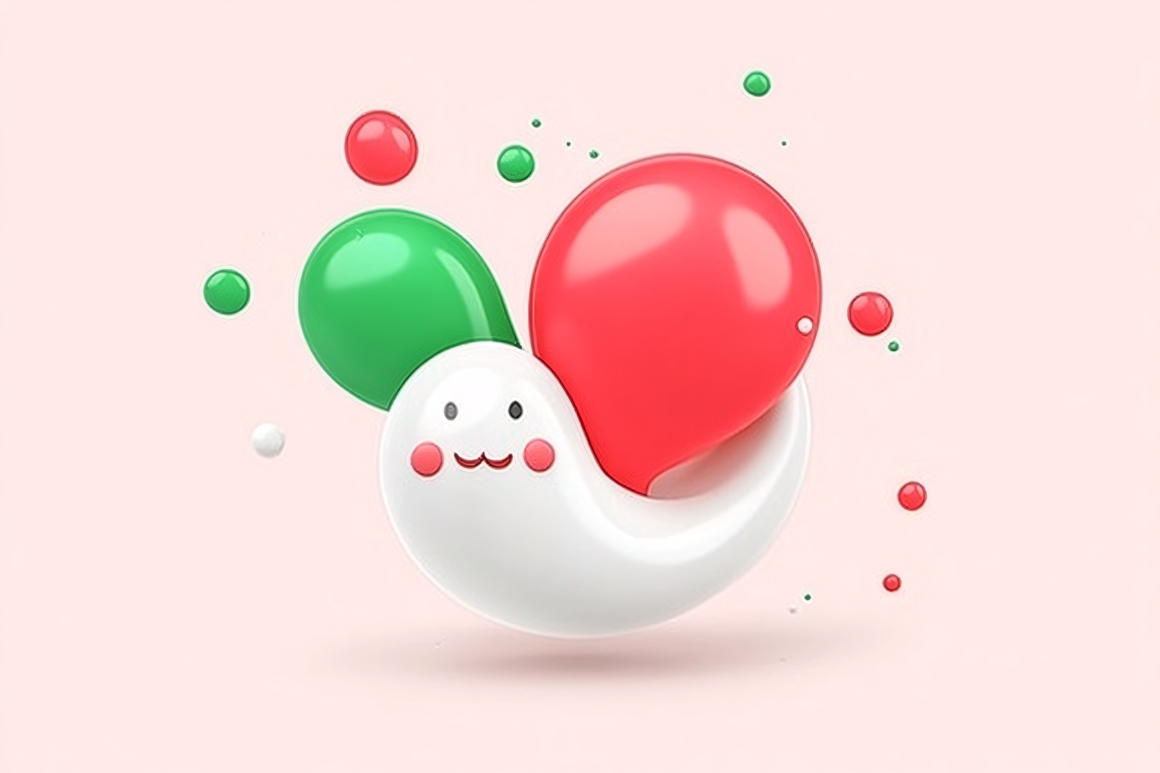 Playful Bean Character with Colorful Spheres