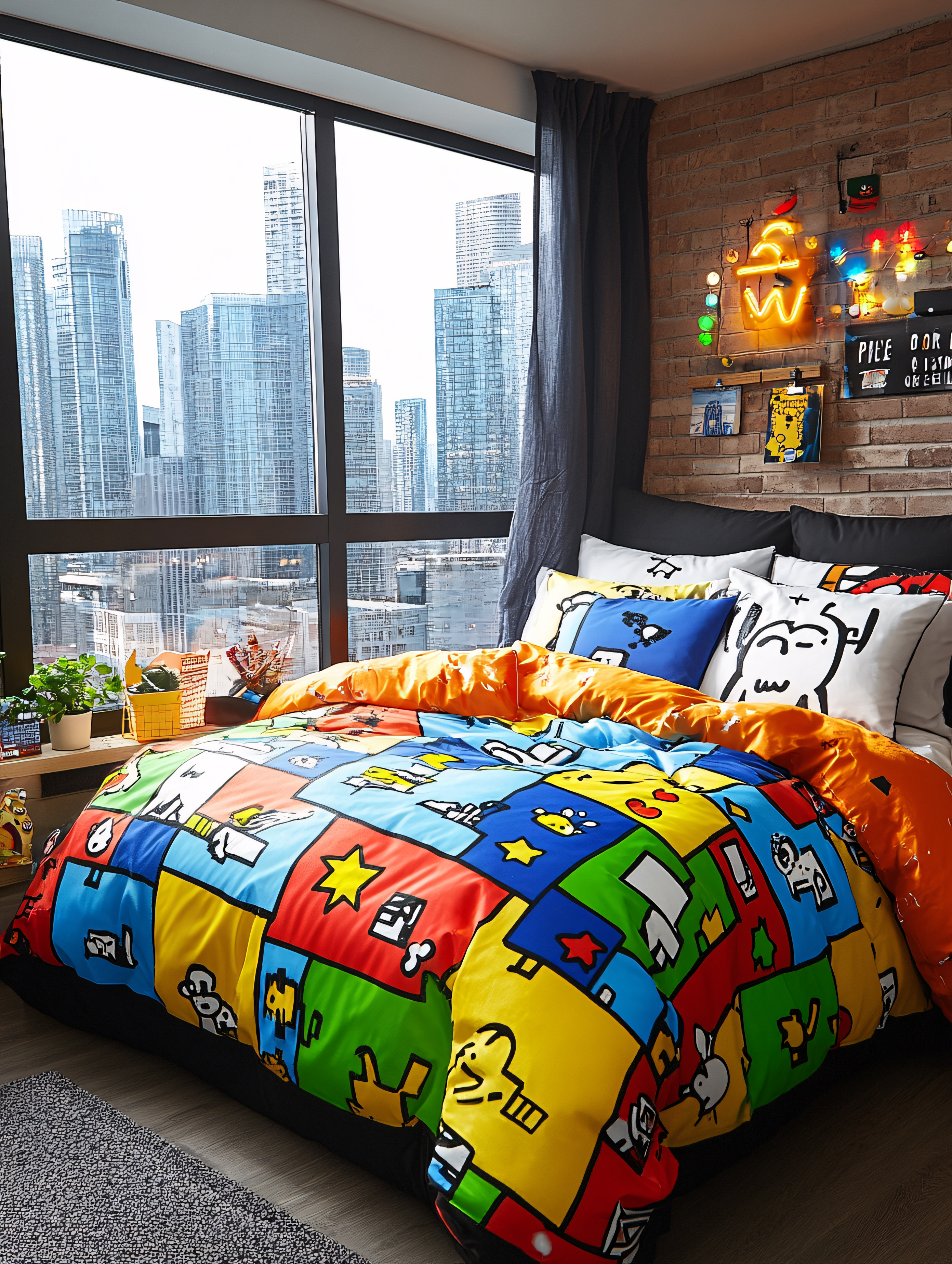 Playful Bedroom With City View