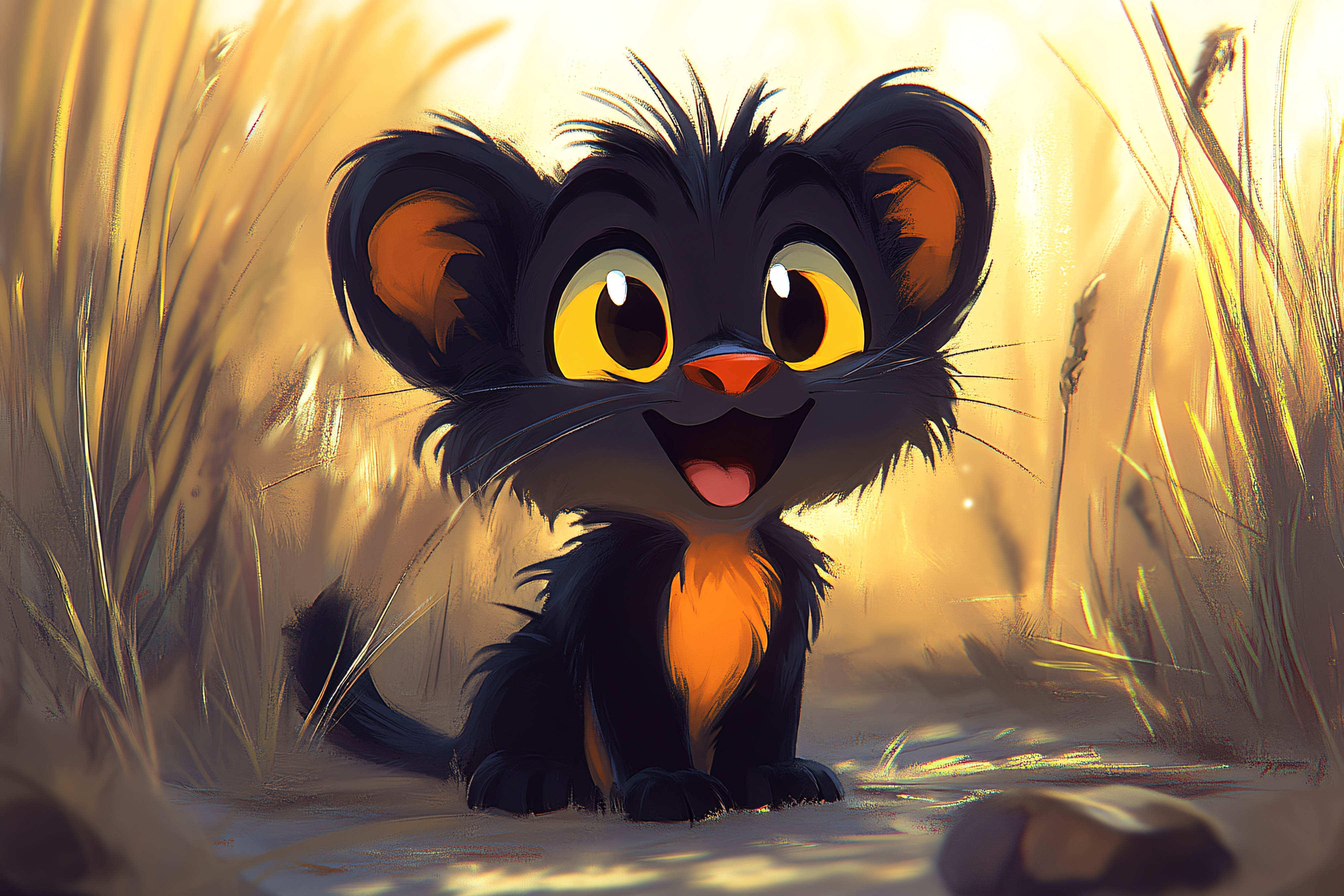 Playful Kitten in the Field