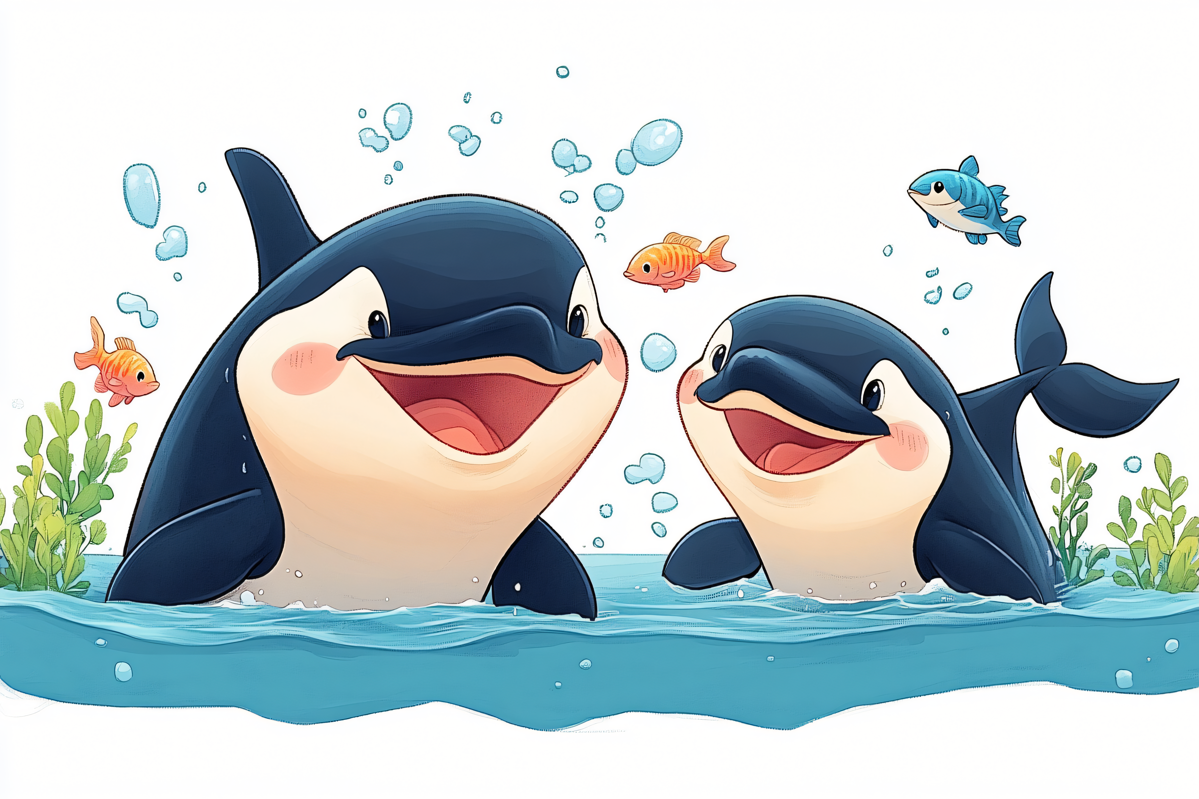 Playful Orca Duo With Fish
