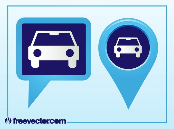 Pointers With Car Icon Free Vector