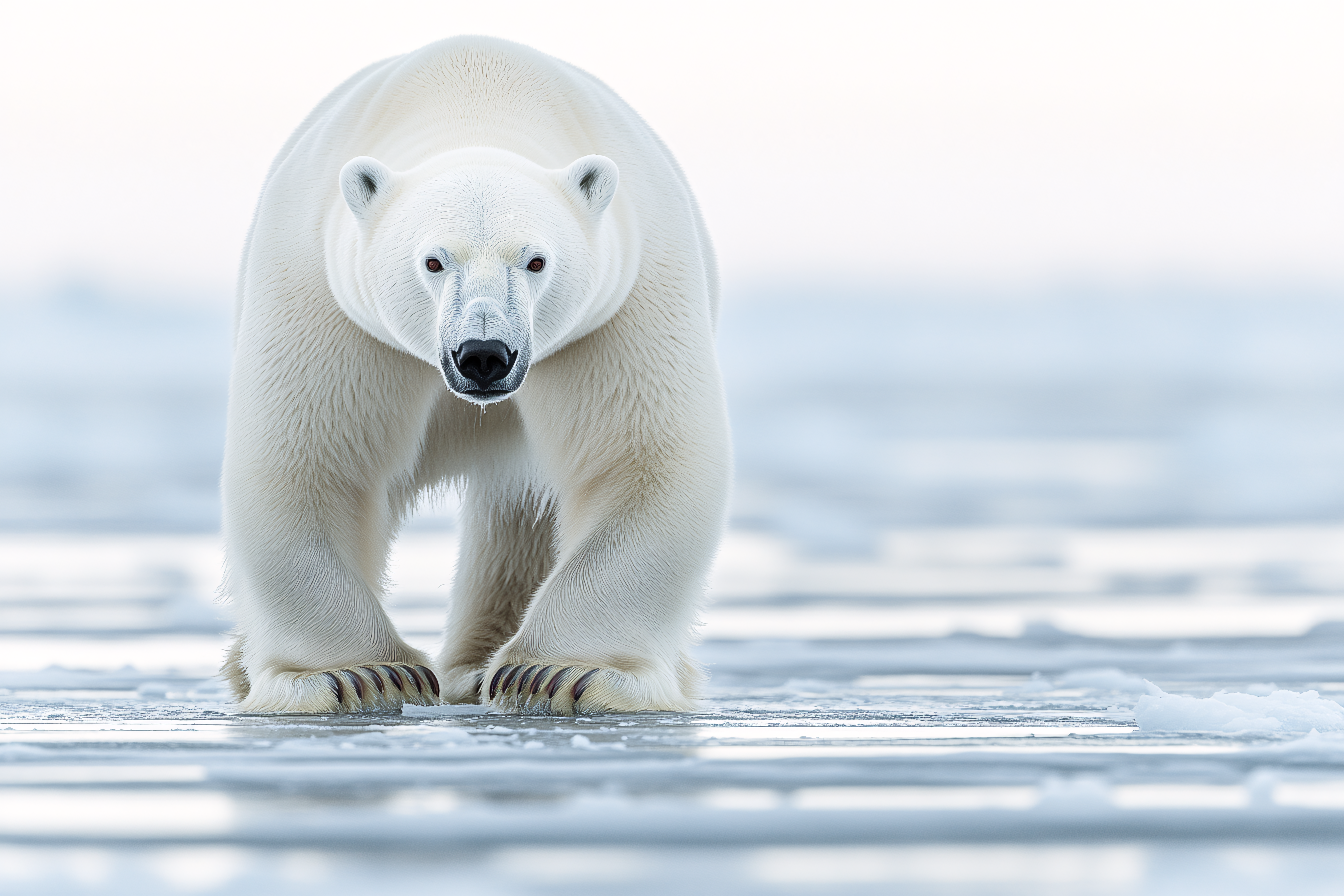 Polar Bear Strolling On Ice