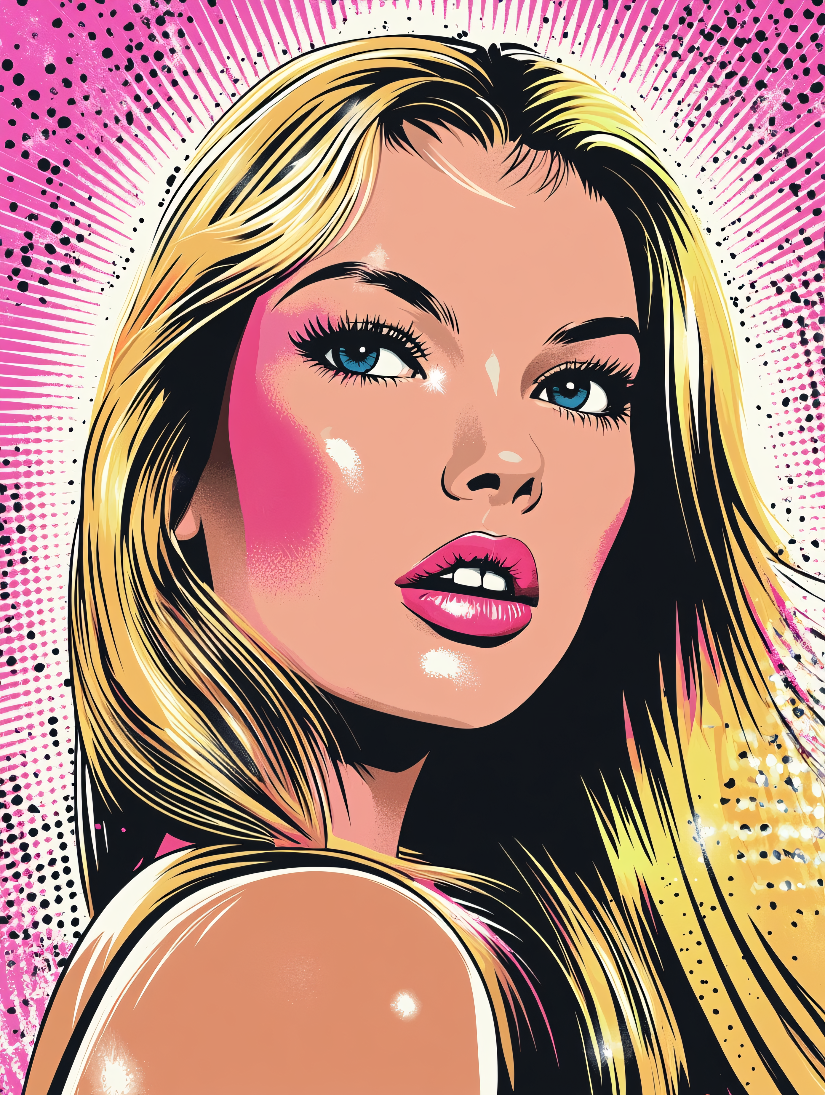 Pop Art Blonde Woman Portrait