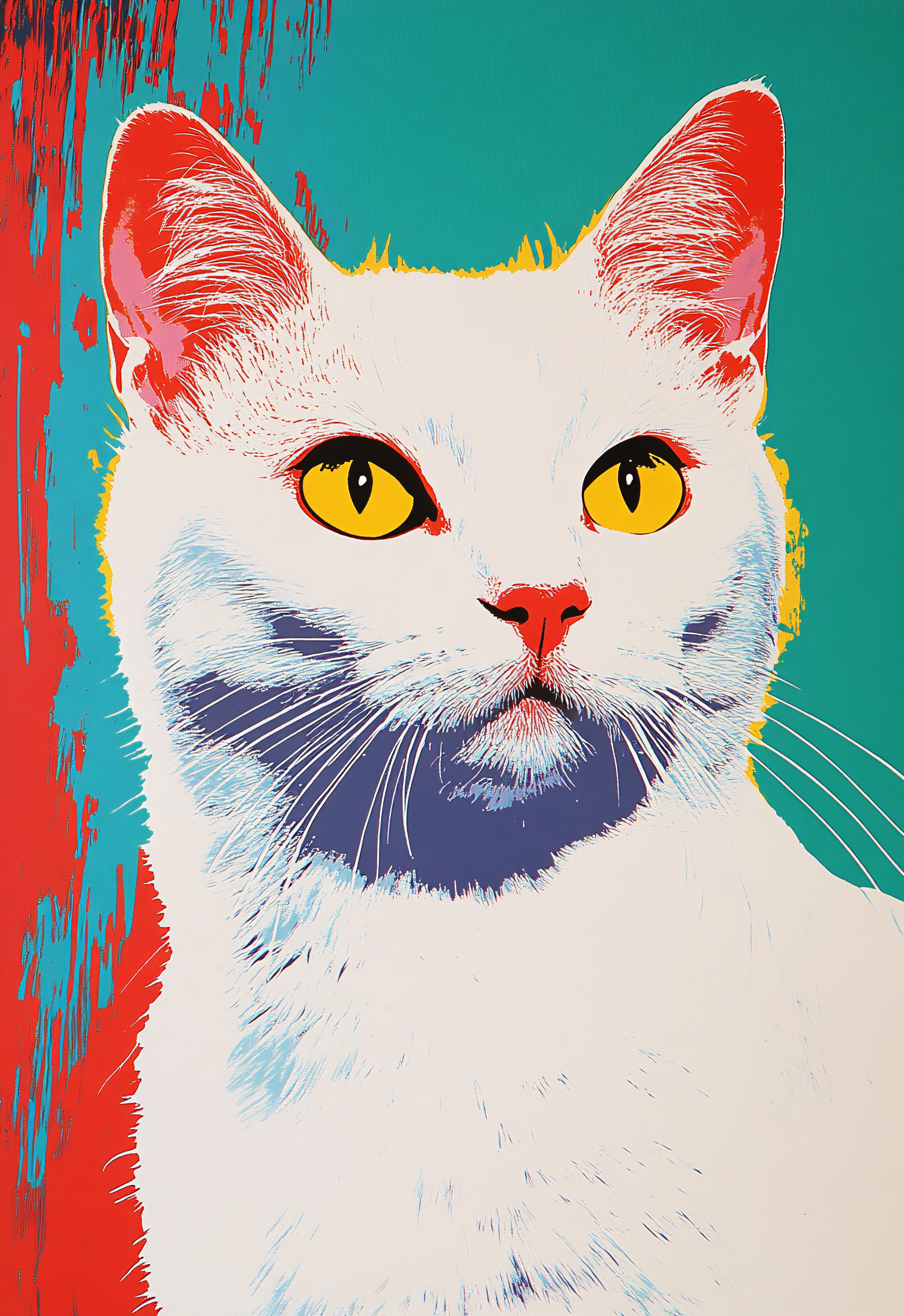 Pop Art White Cat