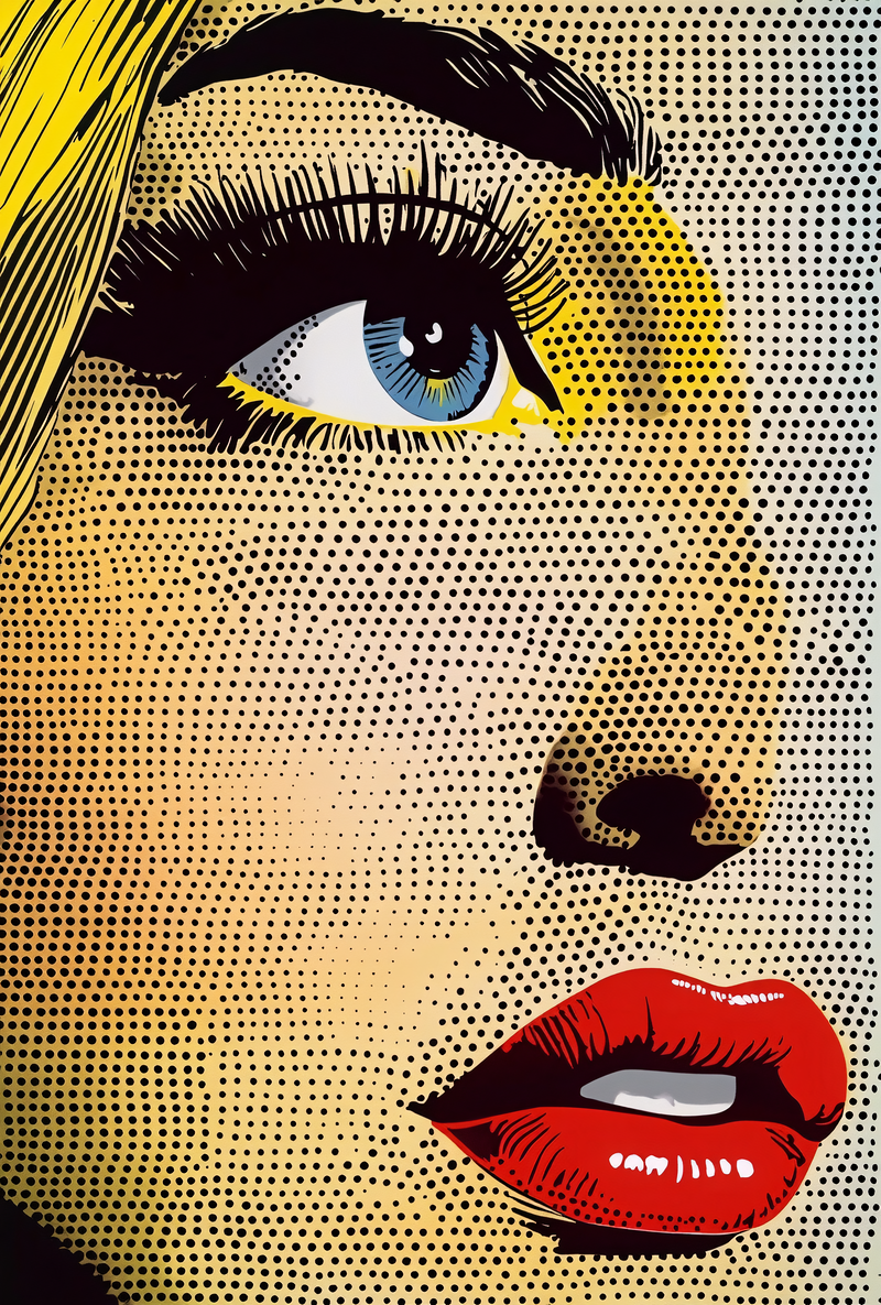 Pop Art Woman Face Close-up