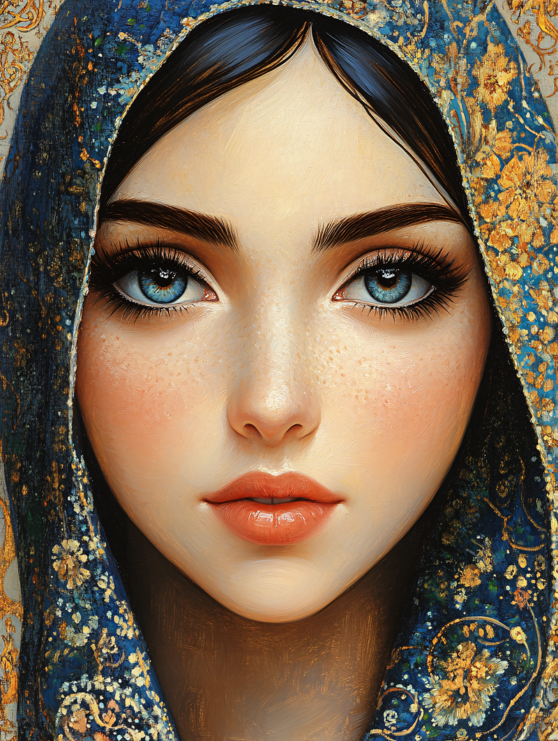 Portrait Of A Girl In A Blue Veil