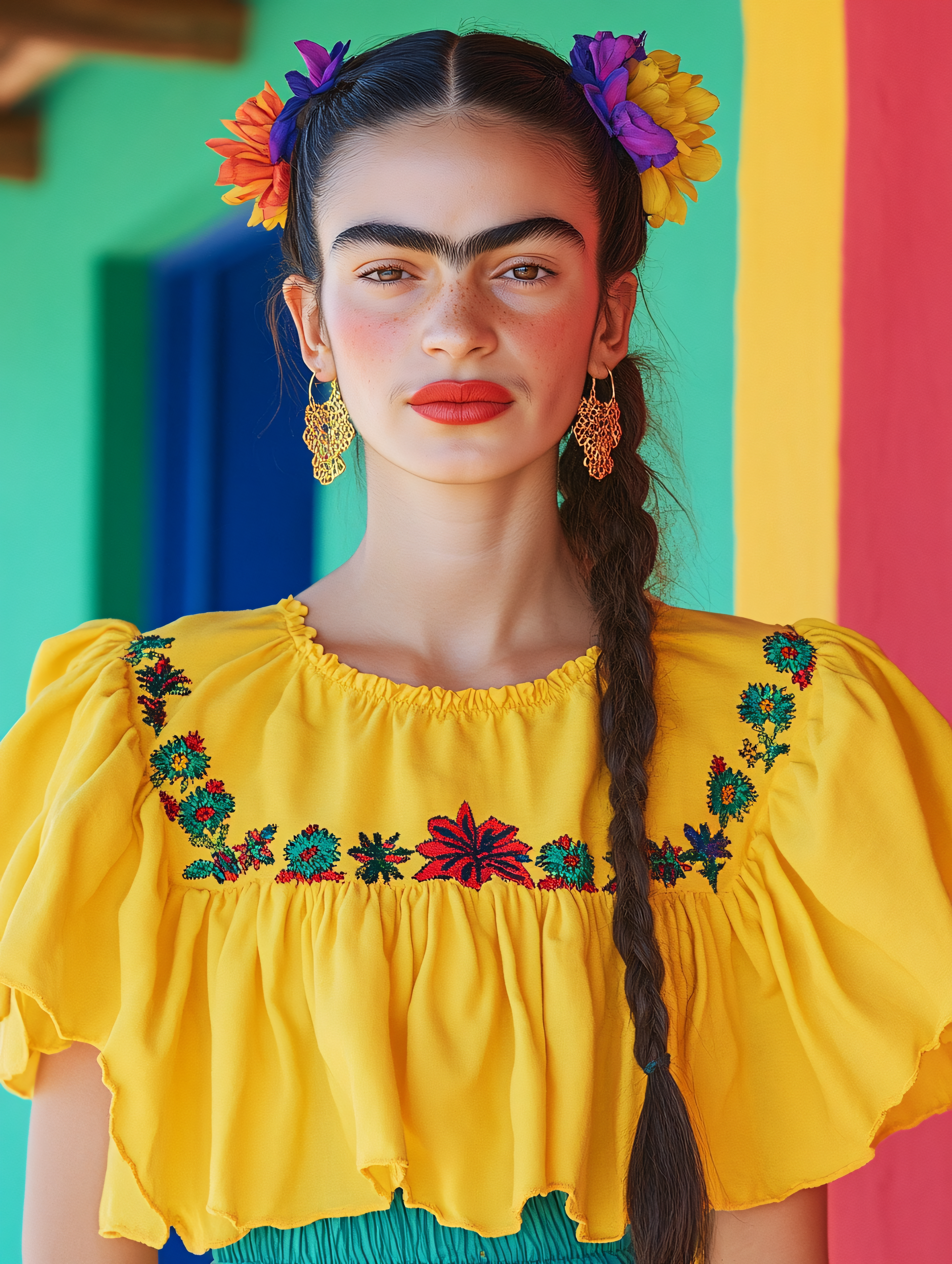 Portrait Of A Woman In Traditional Mexican Dress