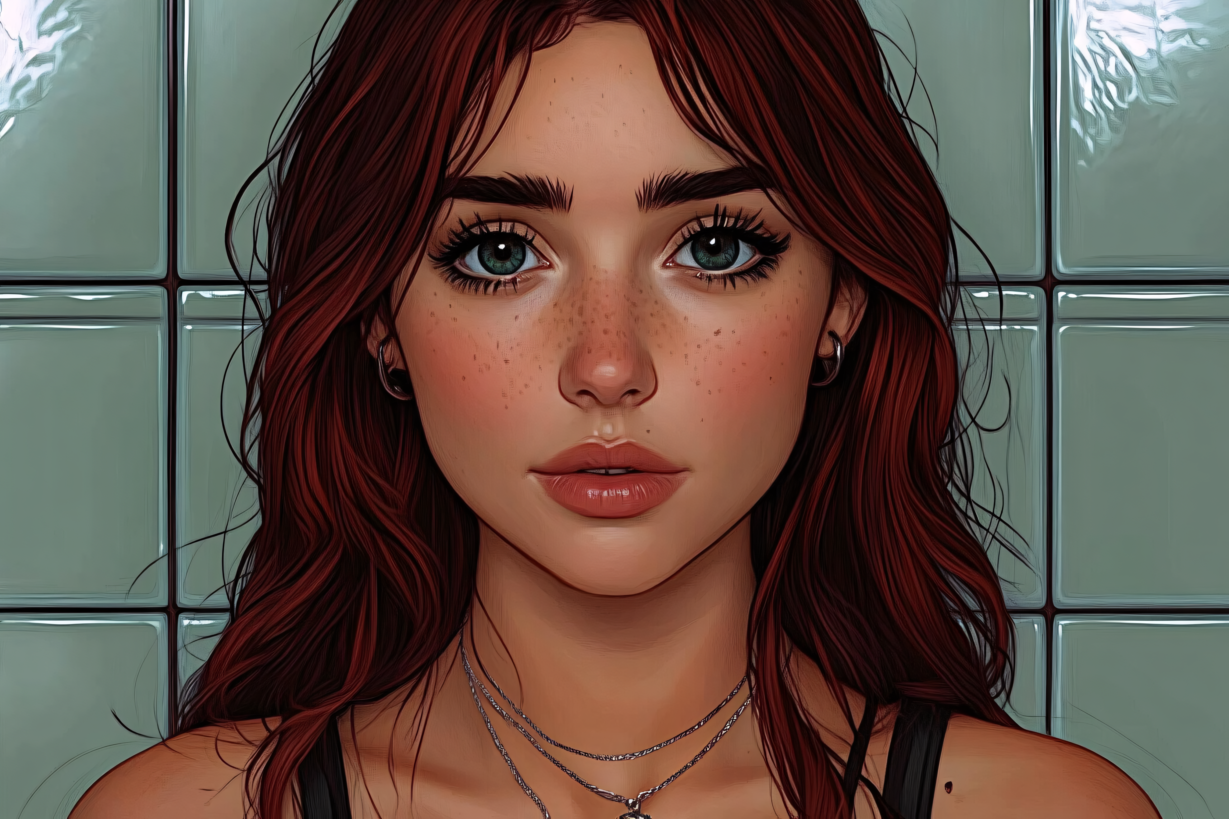 Portrait Of A Woman With Freckles