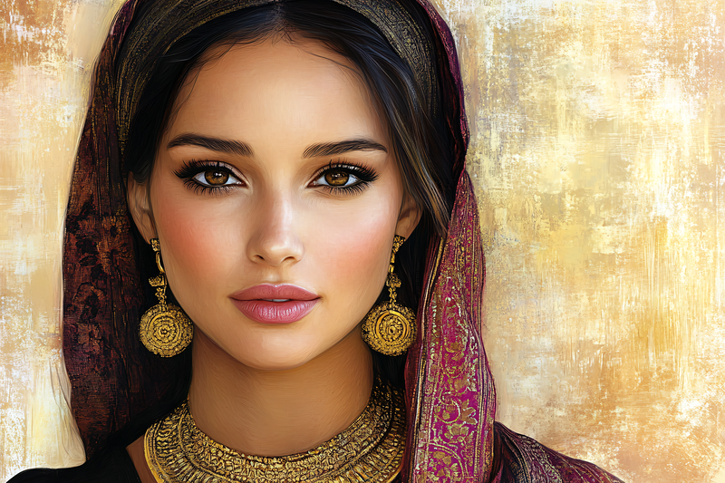 Portrait Of Elegant Woman In Traditional Attire