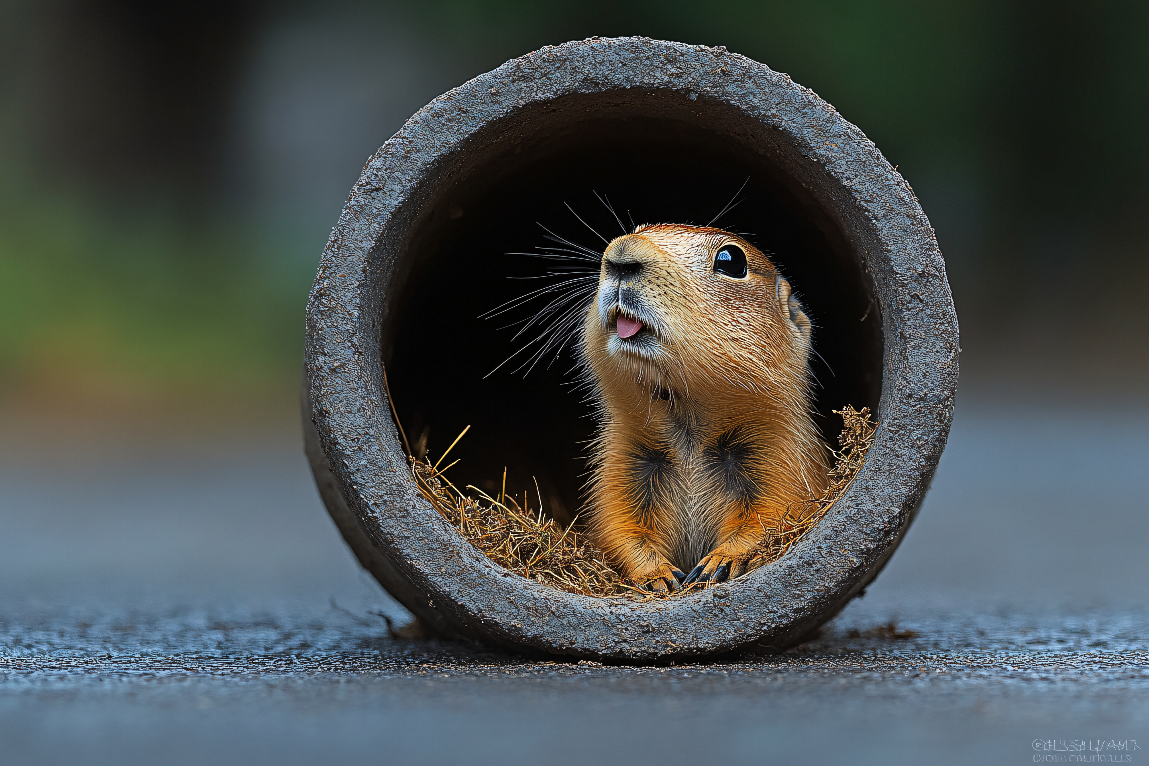 Prairie Dog Curious Peeking Pipe Wildlife Portrait