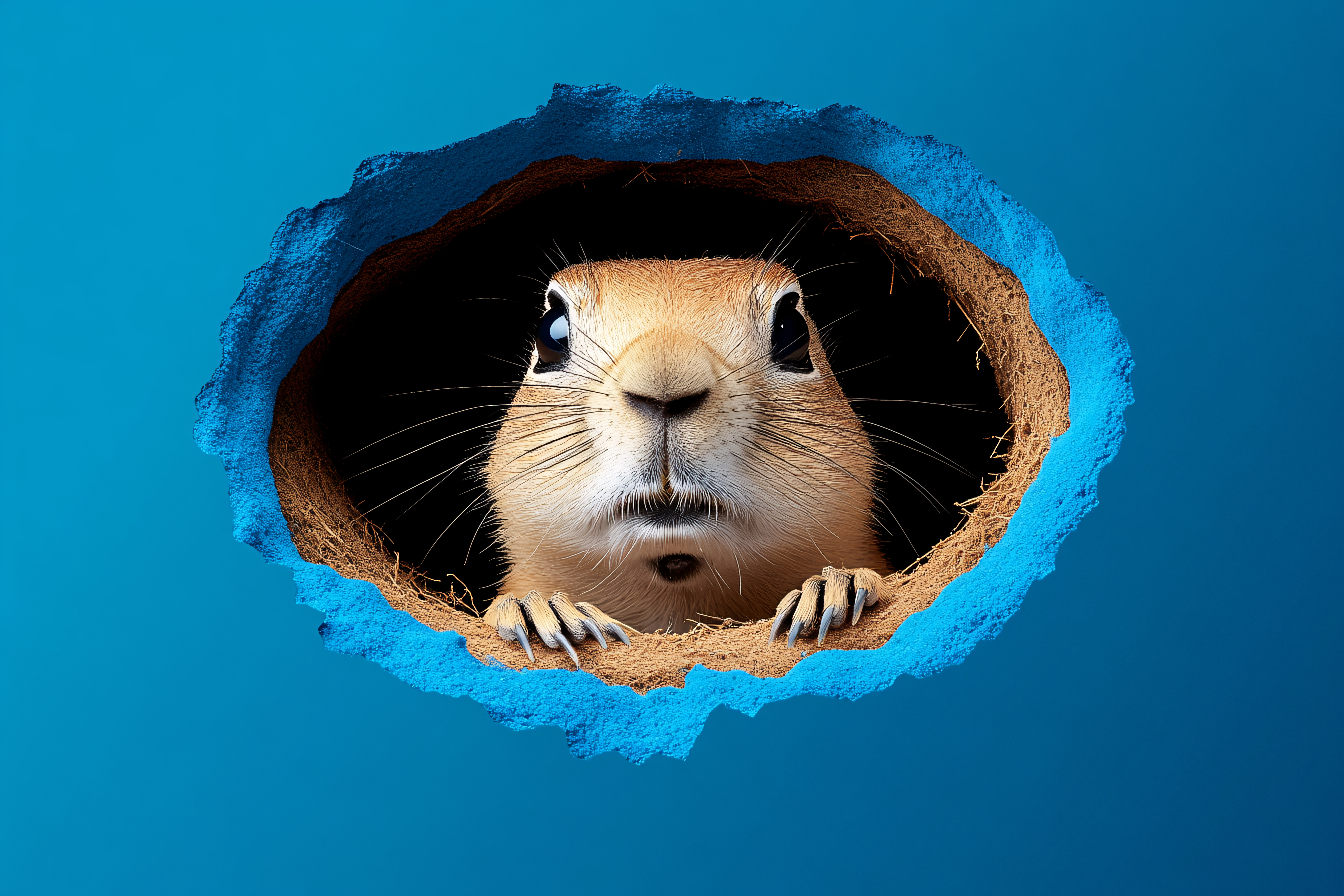 Prairie Dog Peeking Out Of Hole