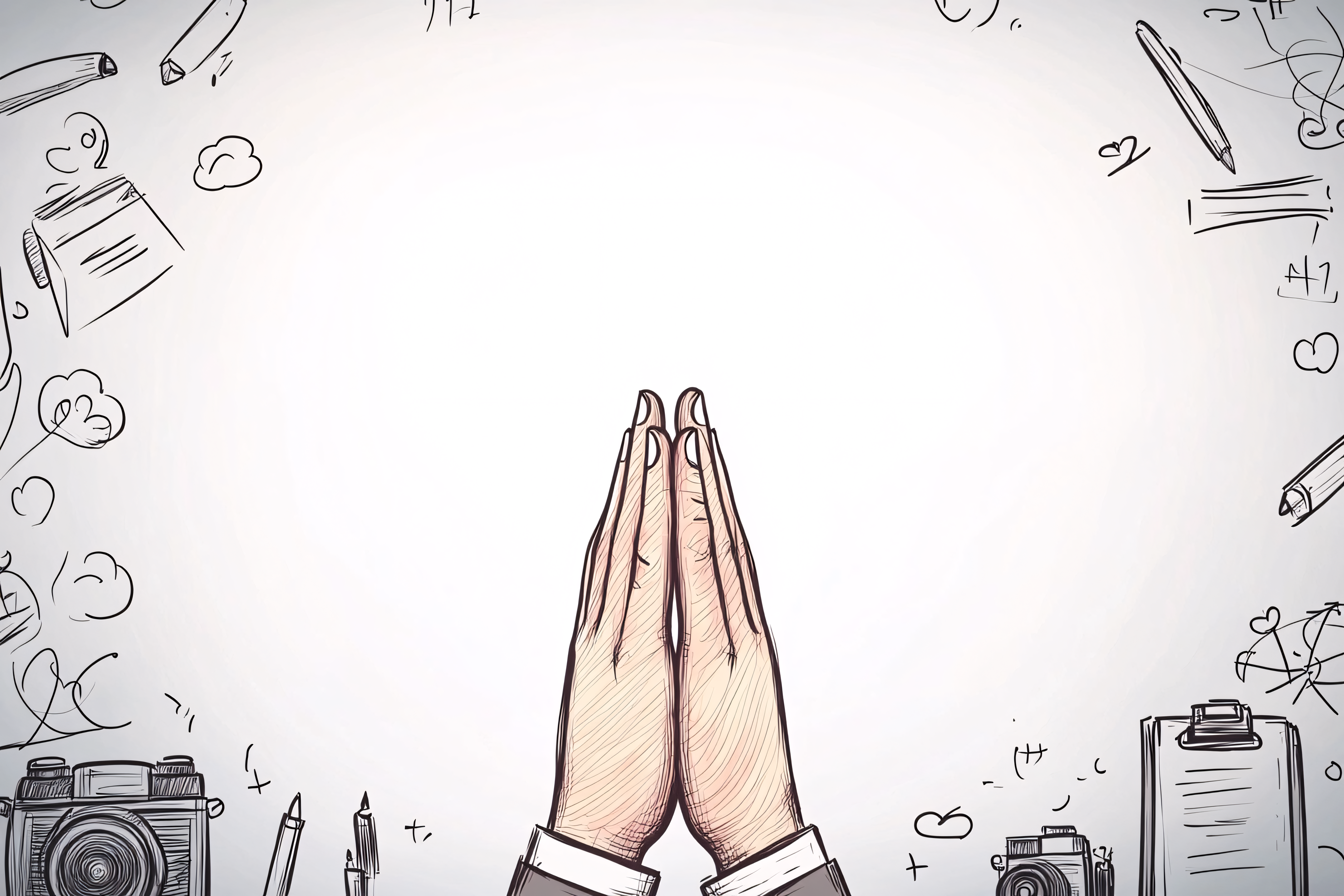 Praying Hands with Doodle Border