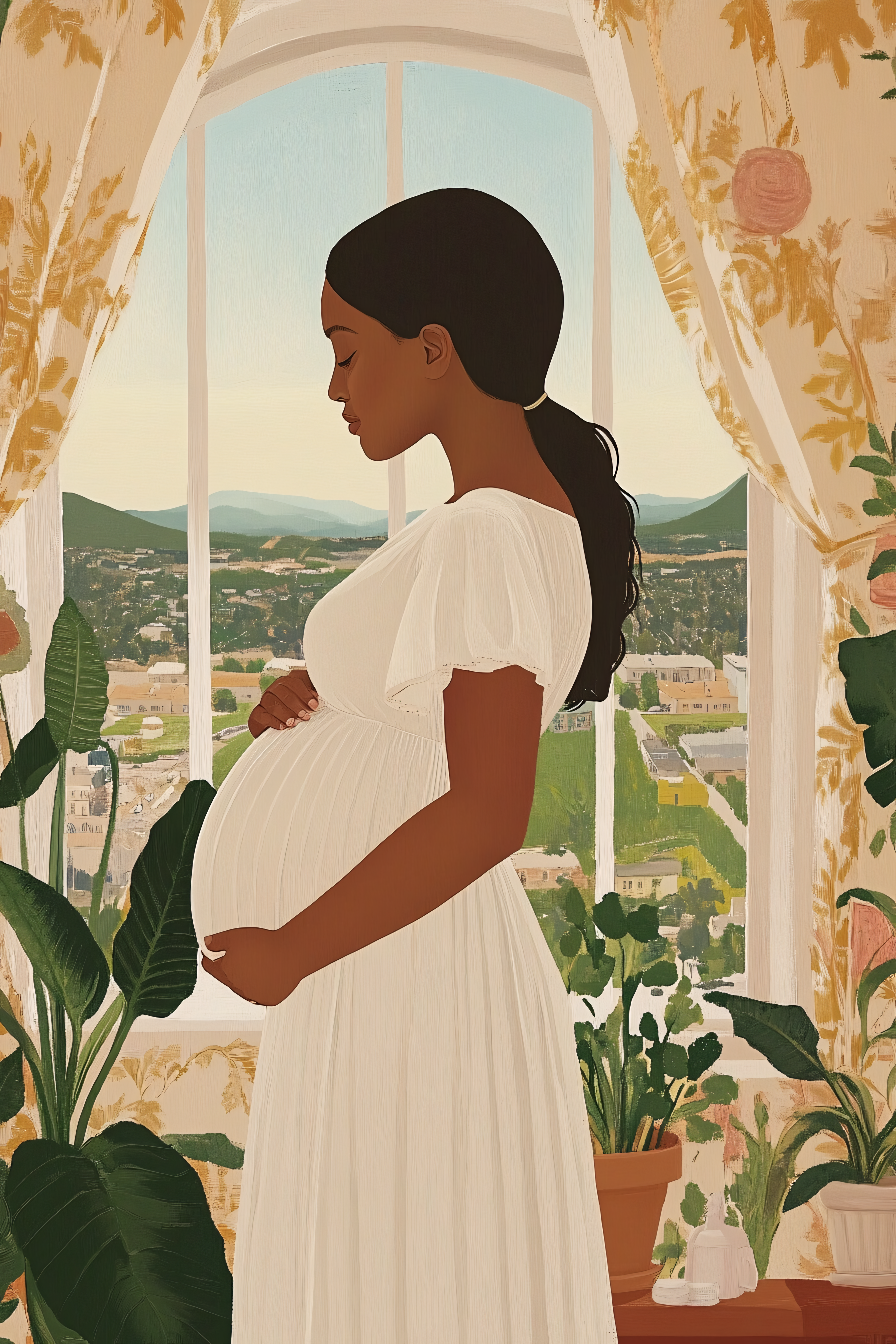 Pregnant Woman By The Window