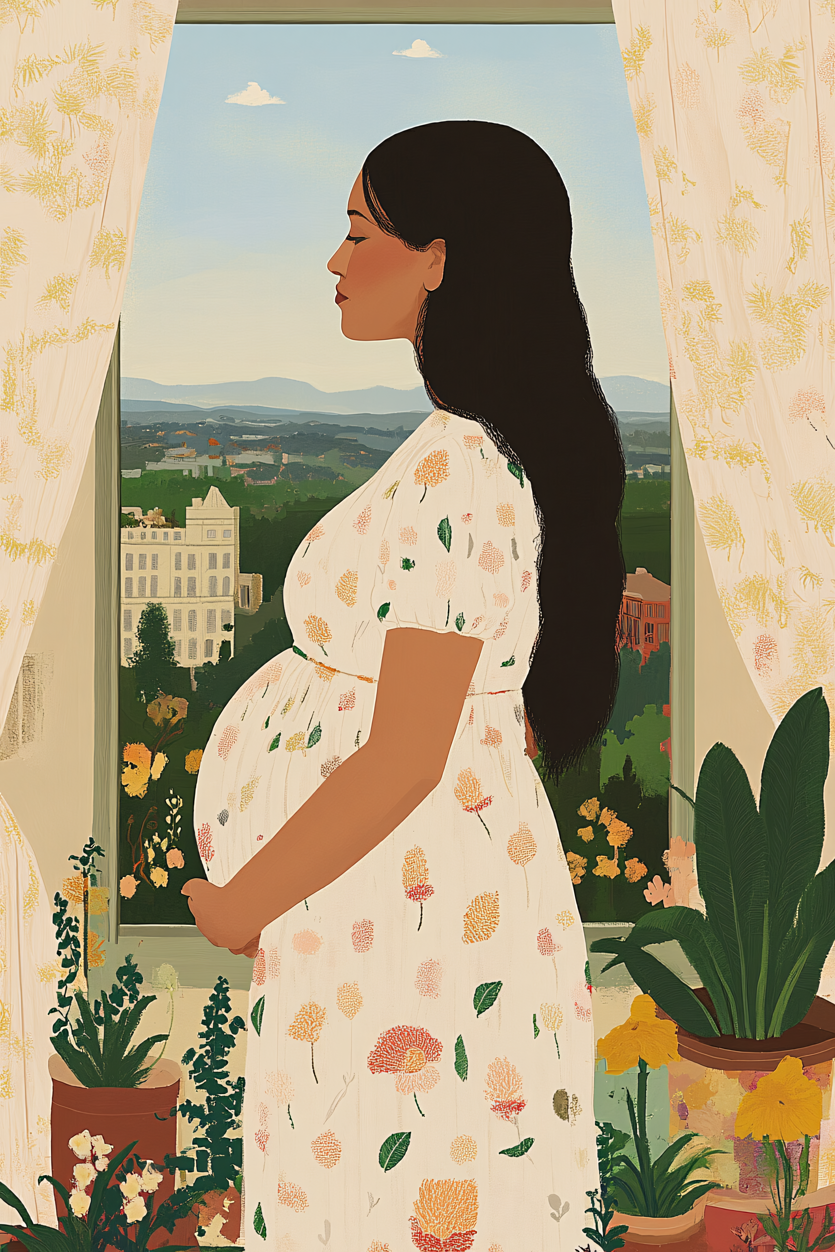 Pregnant Woman By Window