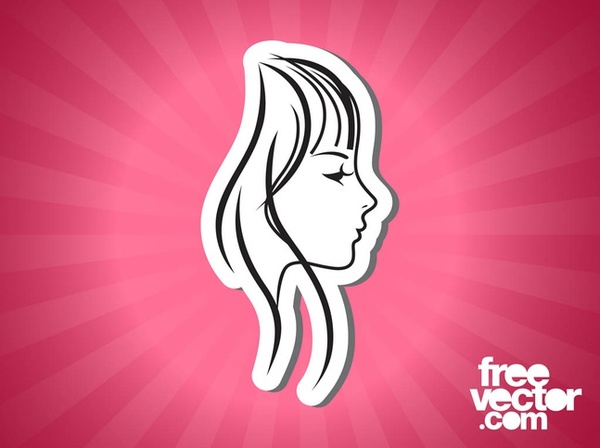 Pretty Female Face Free Vector