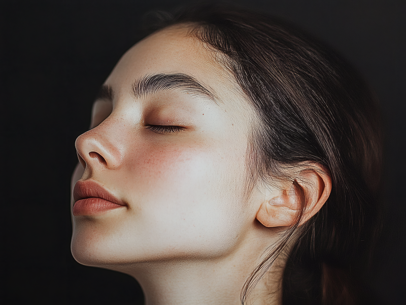 Profile of a Peaceful Woman with Closed Eyes