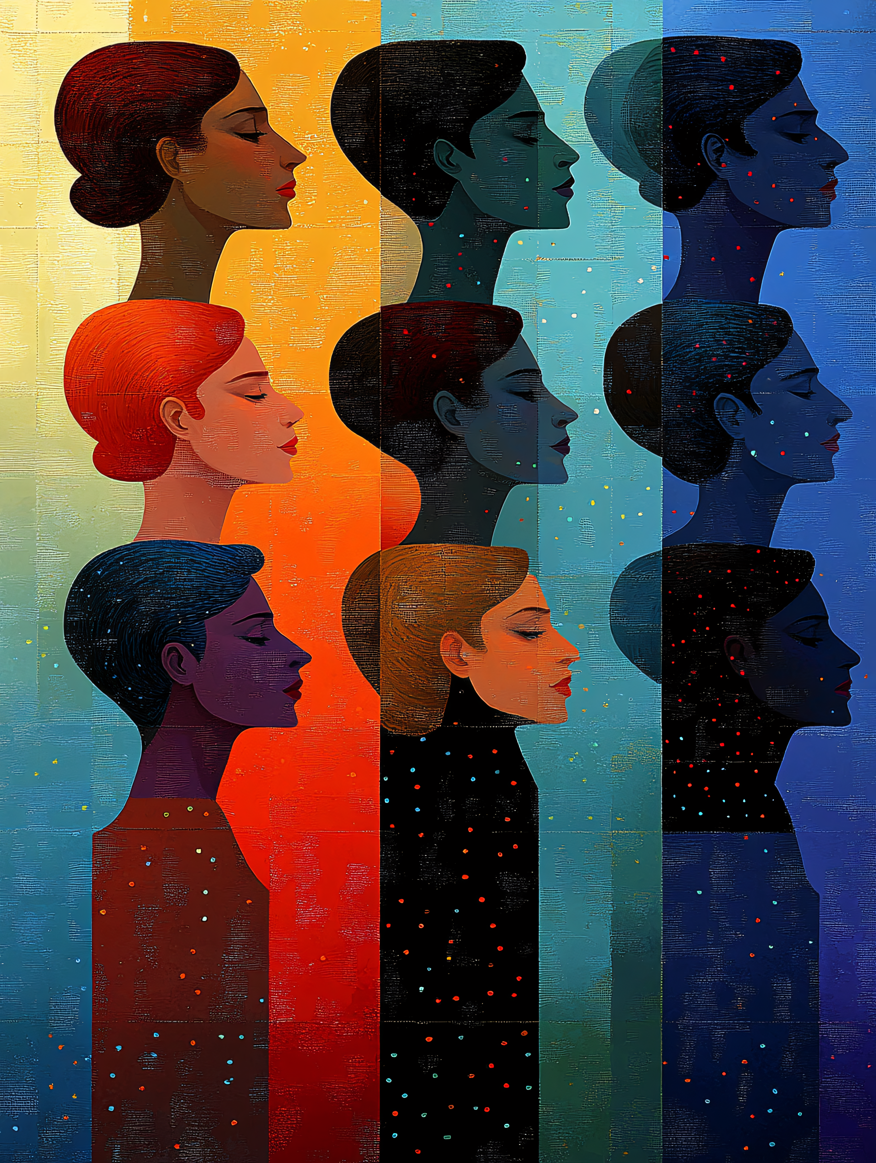 Profile Silhouettes of Women