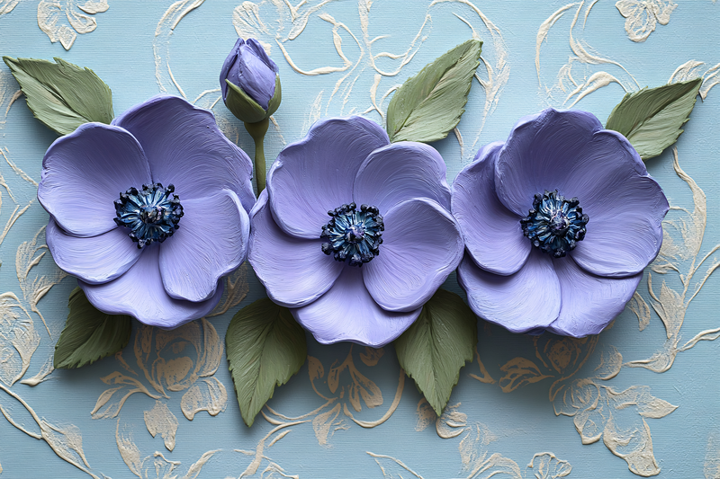 Purple Anemone Flowers Painting