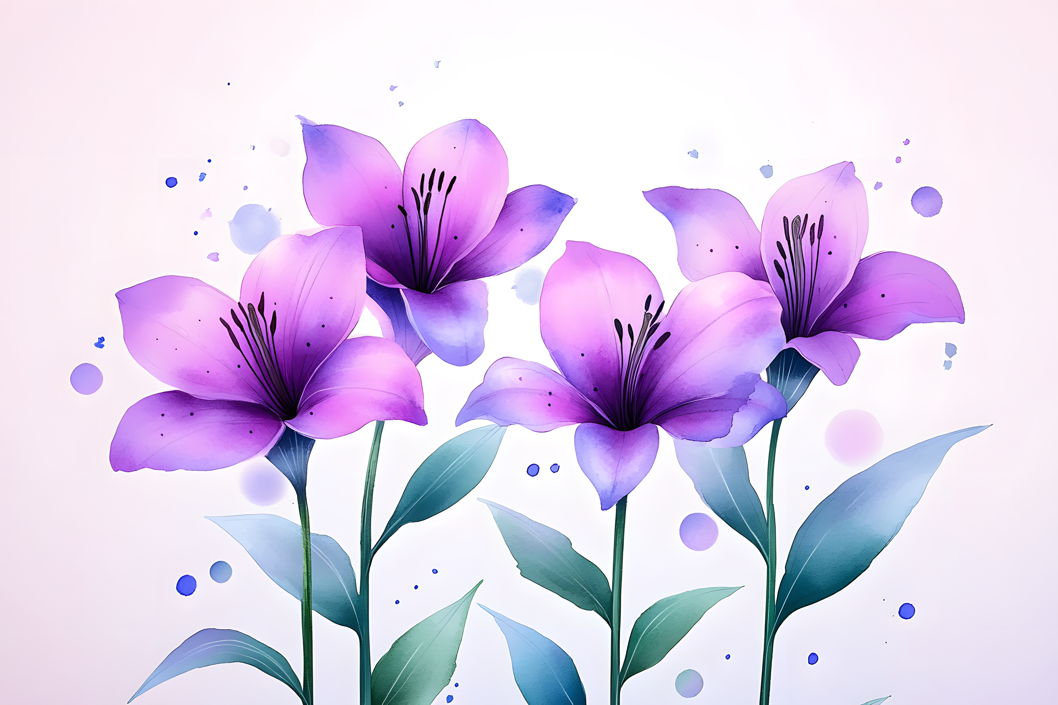 Purple Watercolor Flowers
