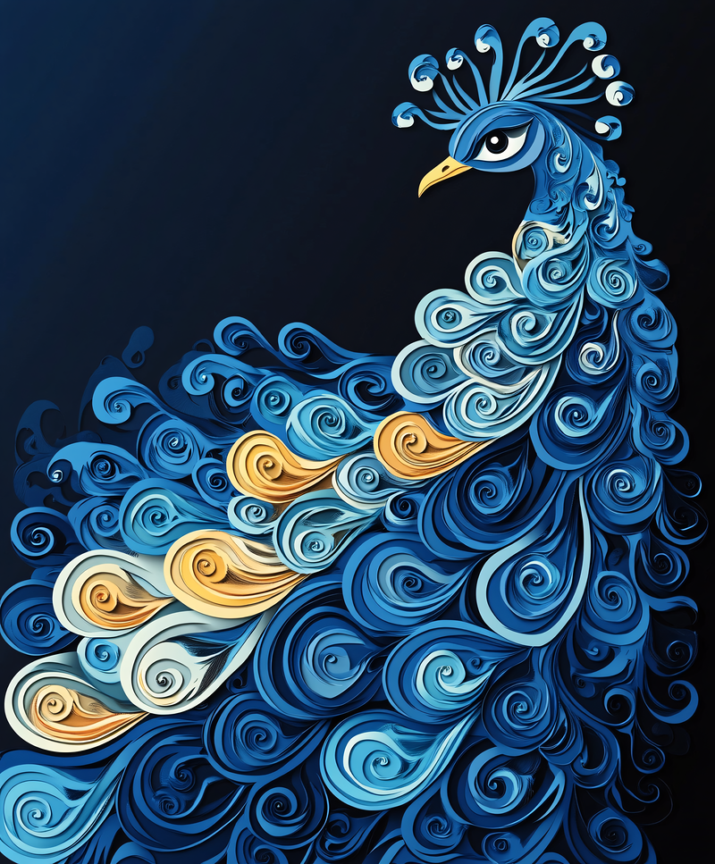 Quilled Blue Peacock