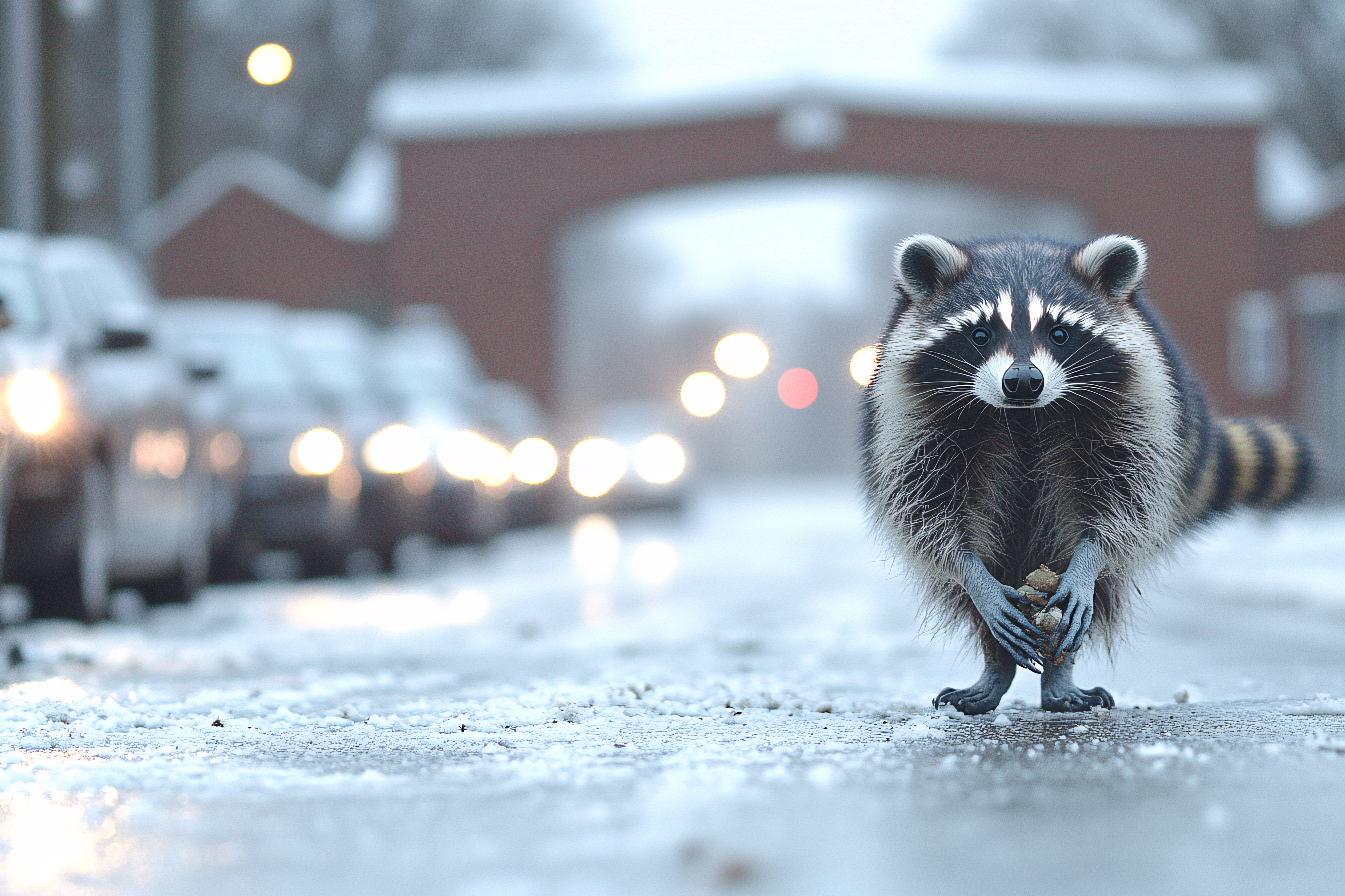 Raccoon in Winterscape