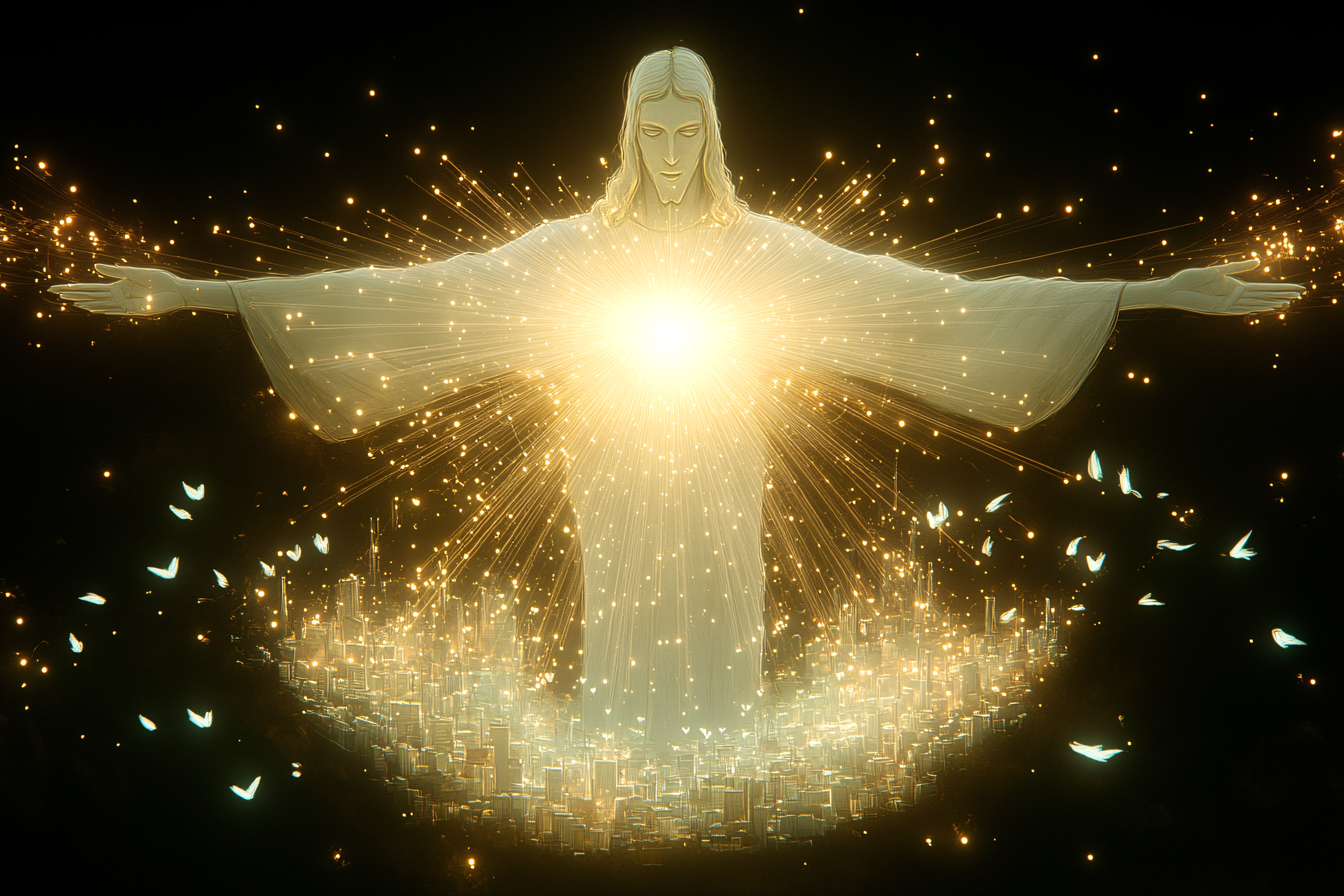 Radiant Christ Over City