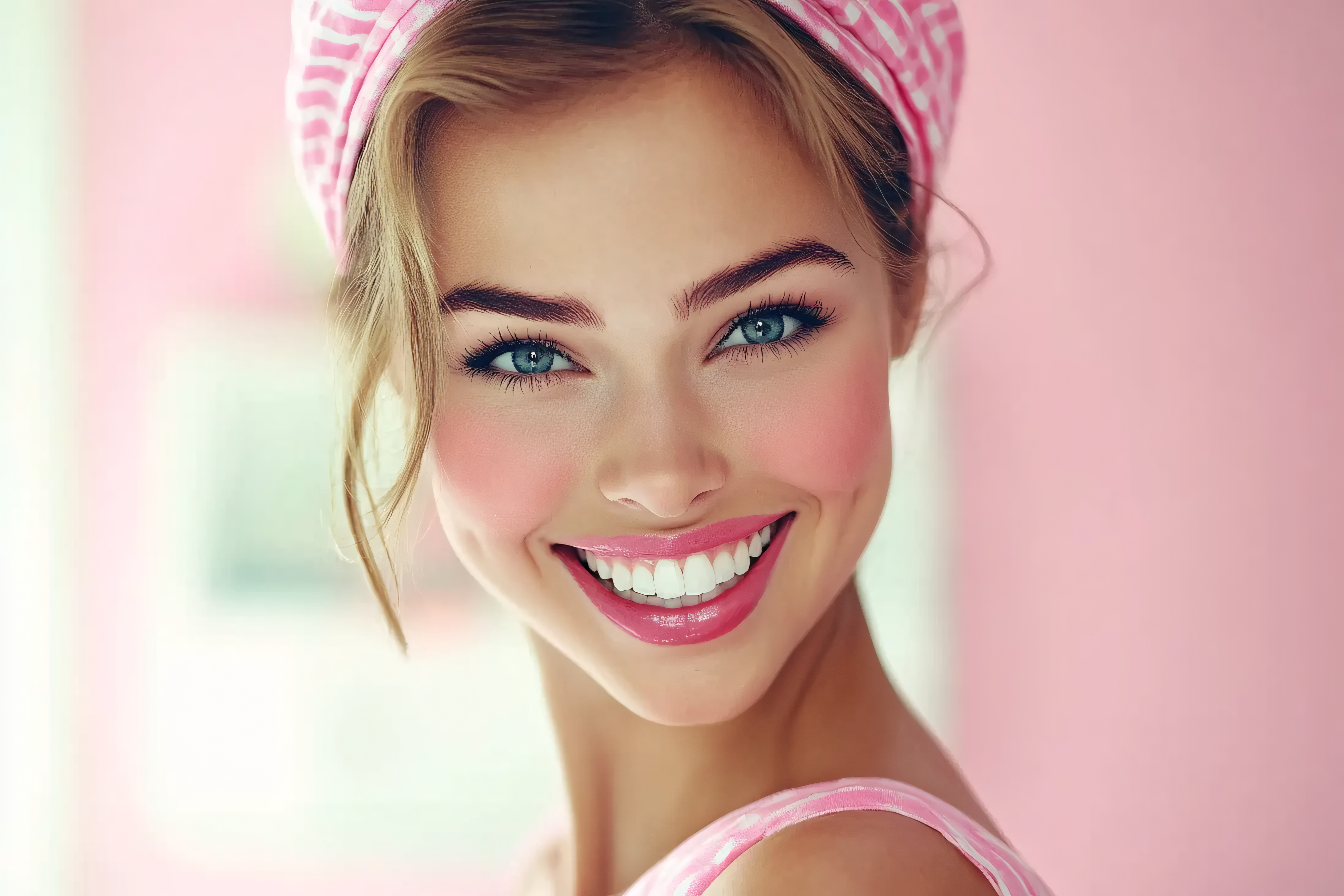 Radiant Smile with Pink Headband