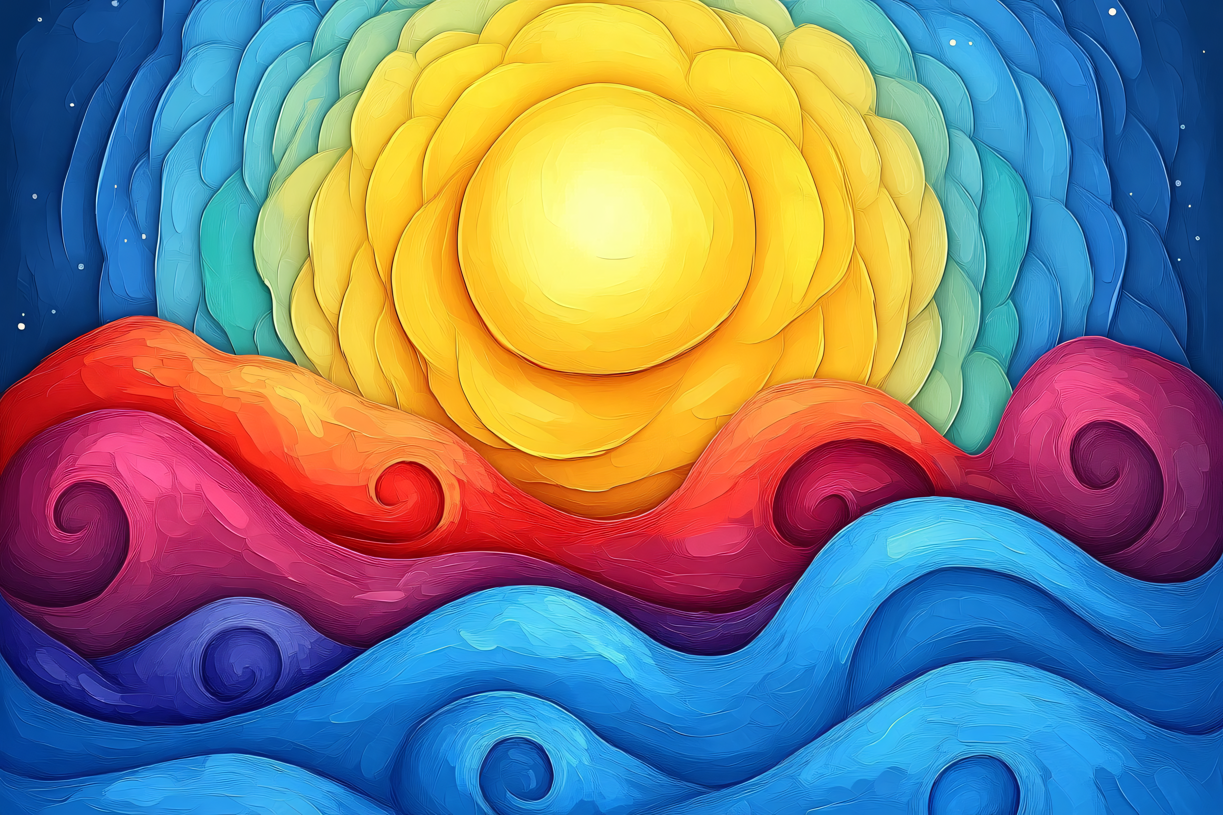 Radiant Sun Over Ocean Waves