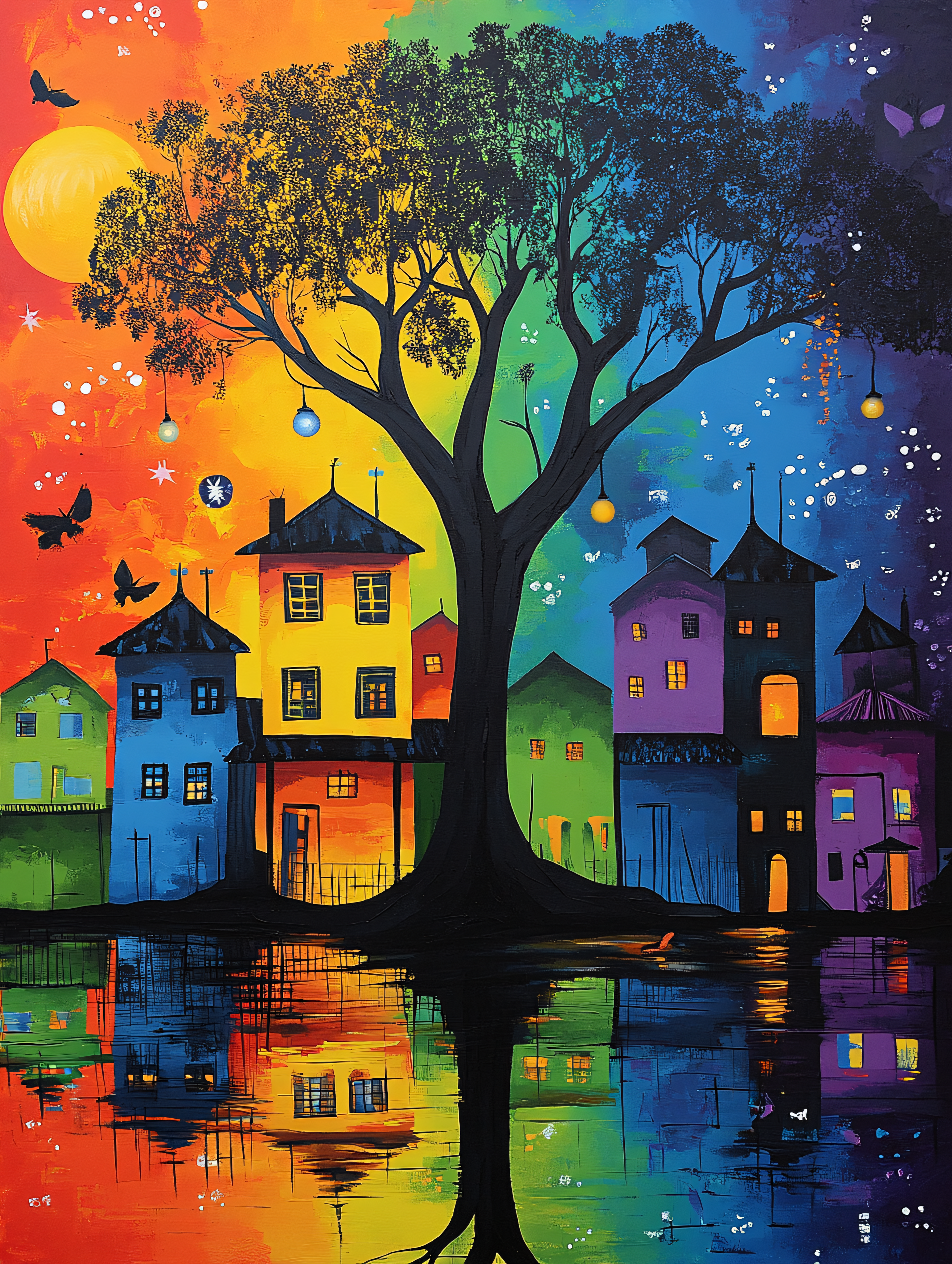 Rainbow Cityscape at Dusk and Dawn