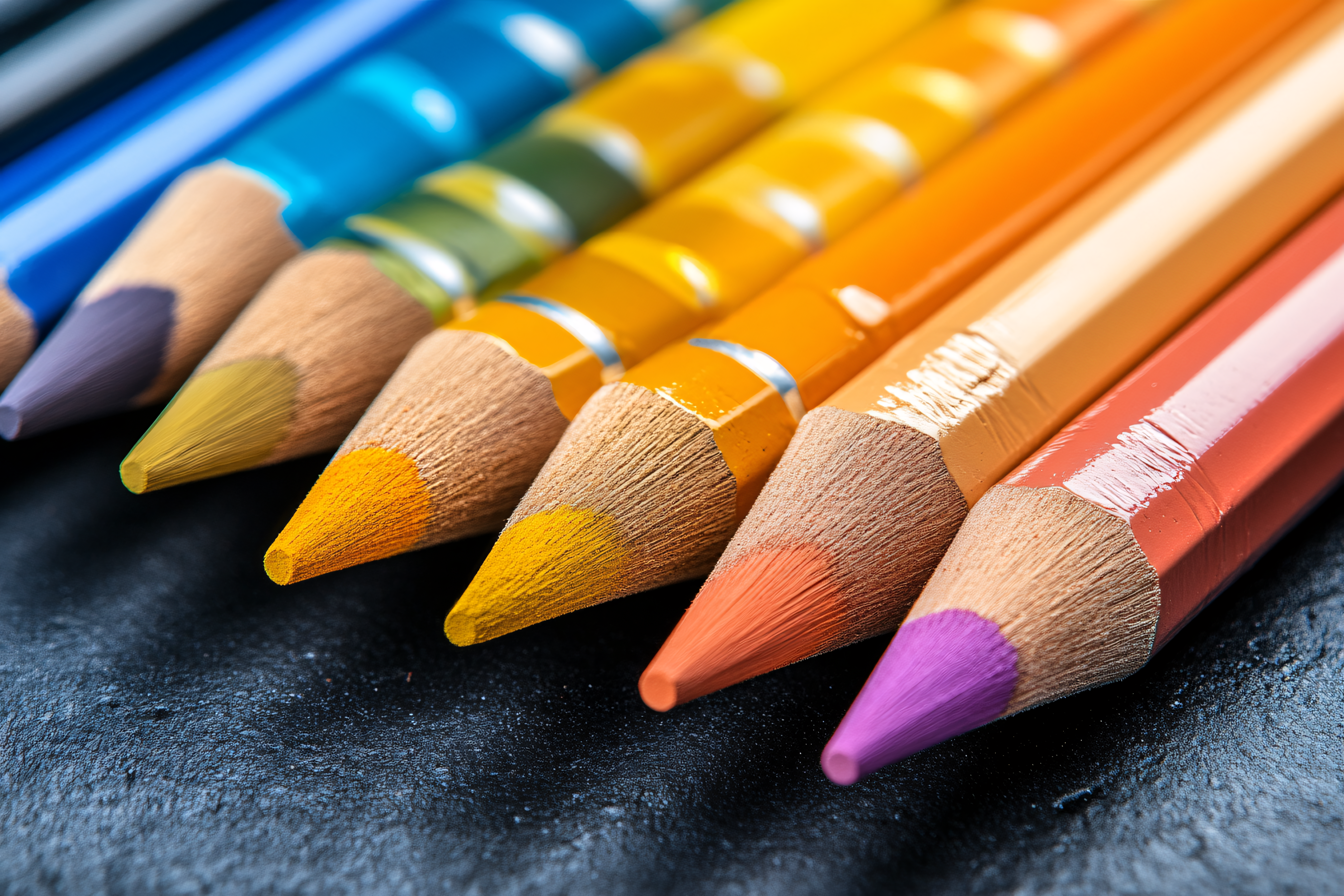 Rainbow Colored Pencils in a Row