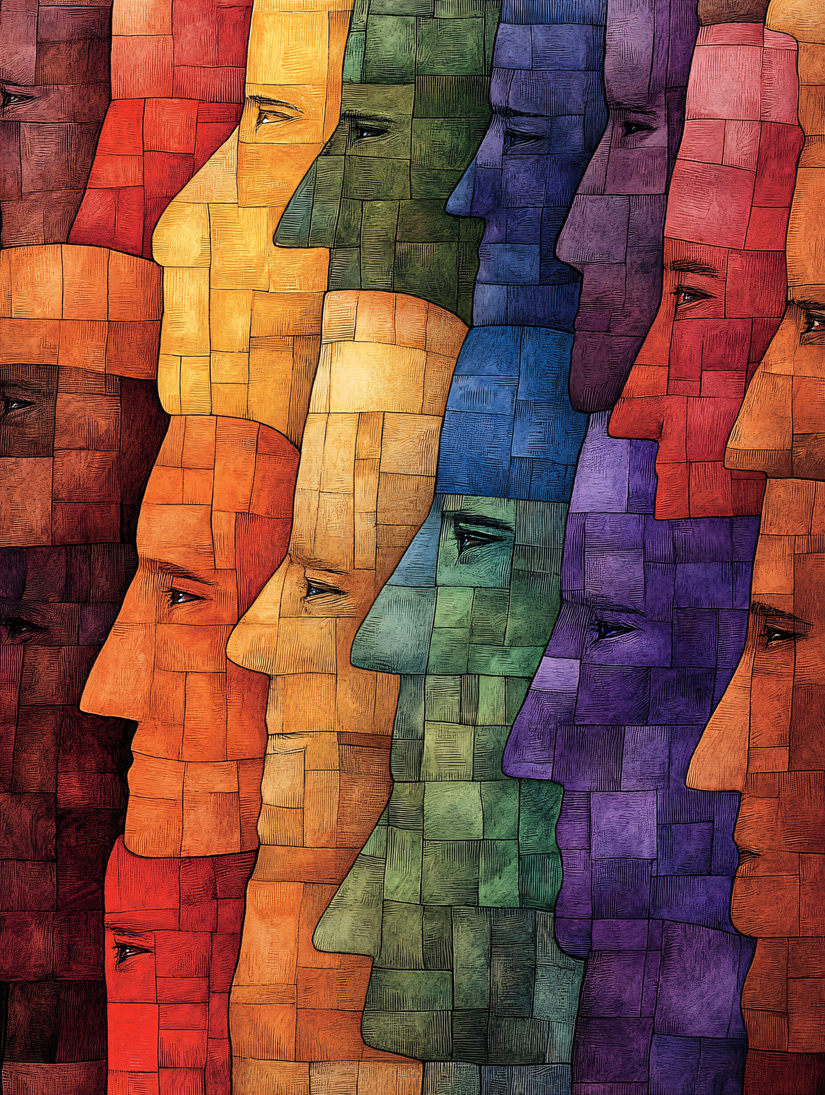 Rainbow Spectrum Profile Faces Mosaic