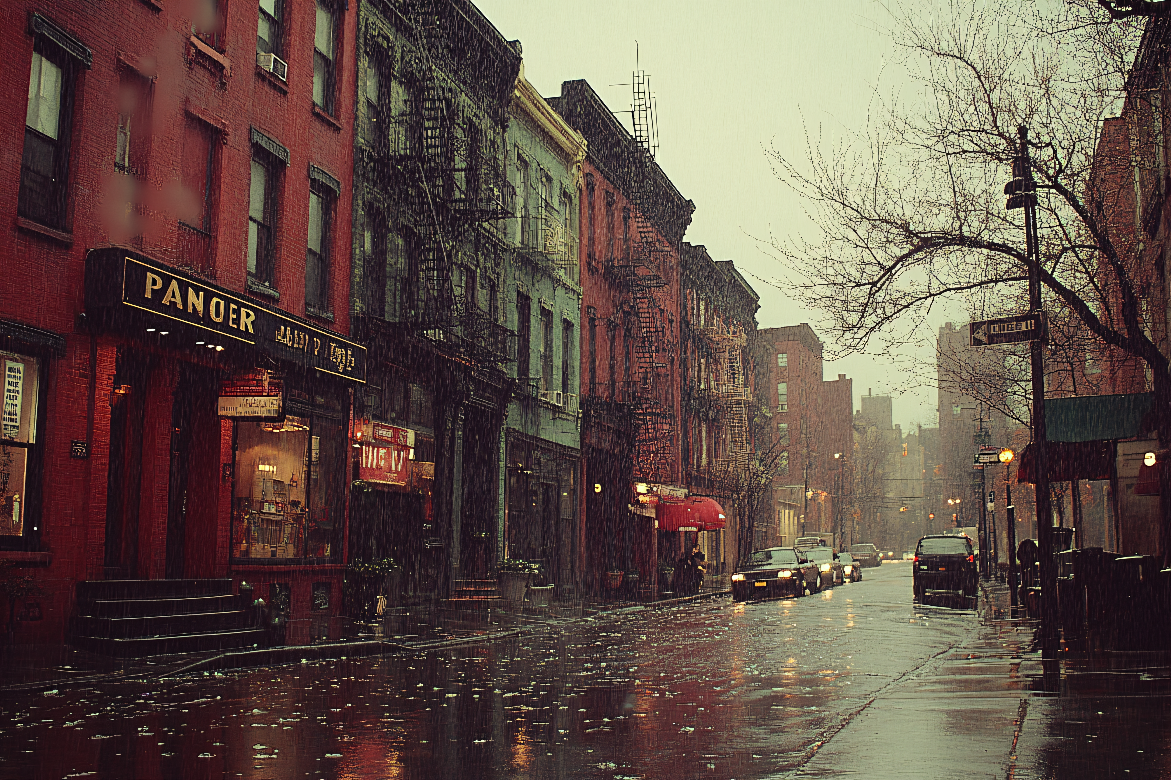 Rainy Day on a City Street