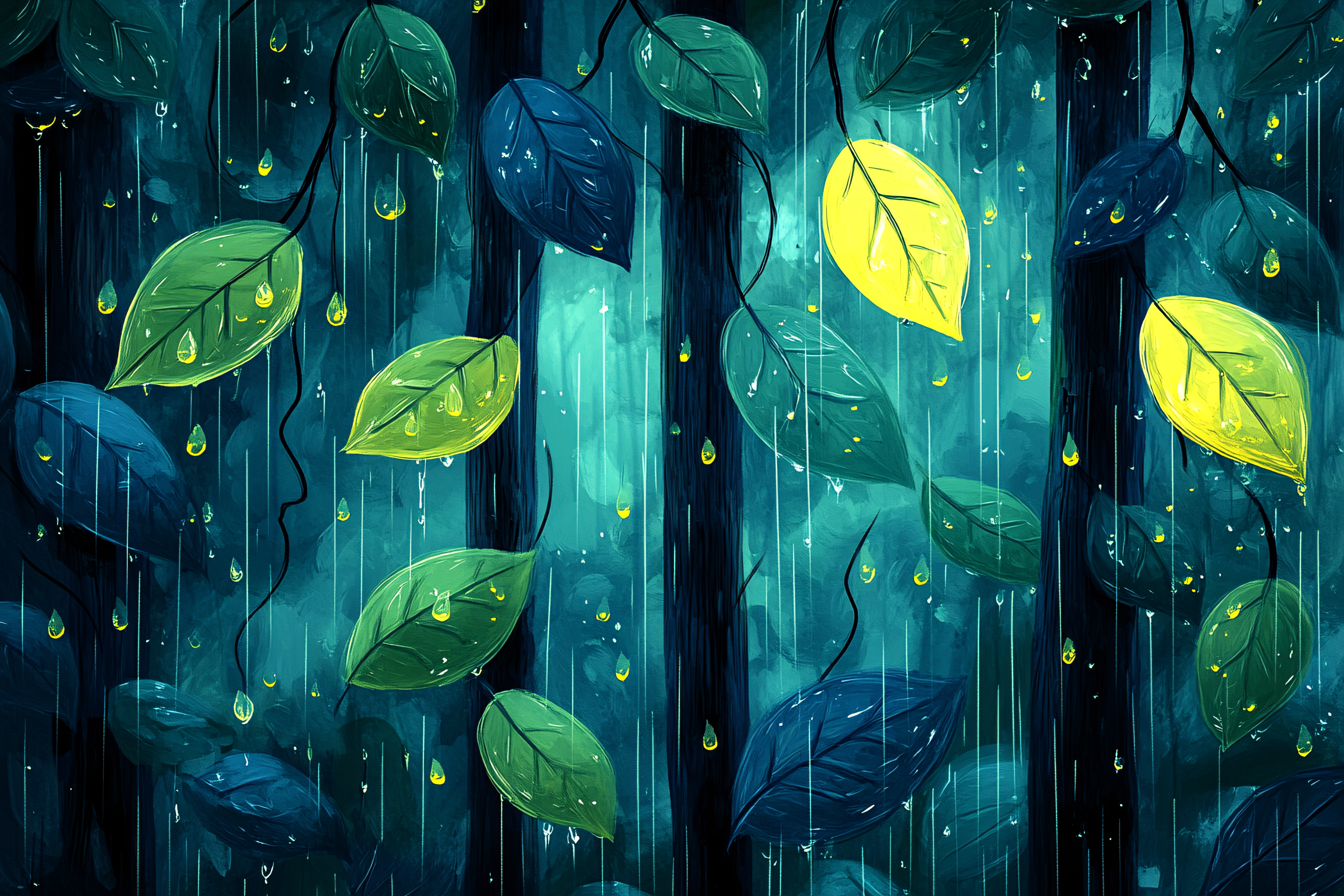 Rainy Forest Leaves