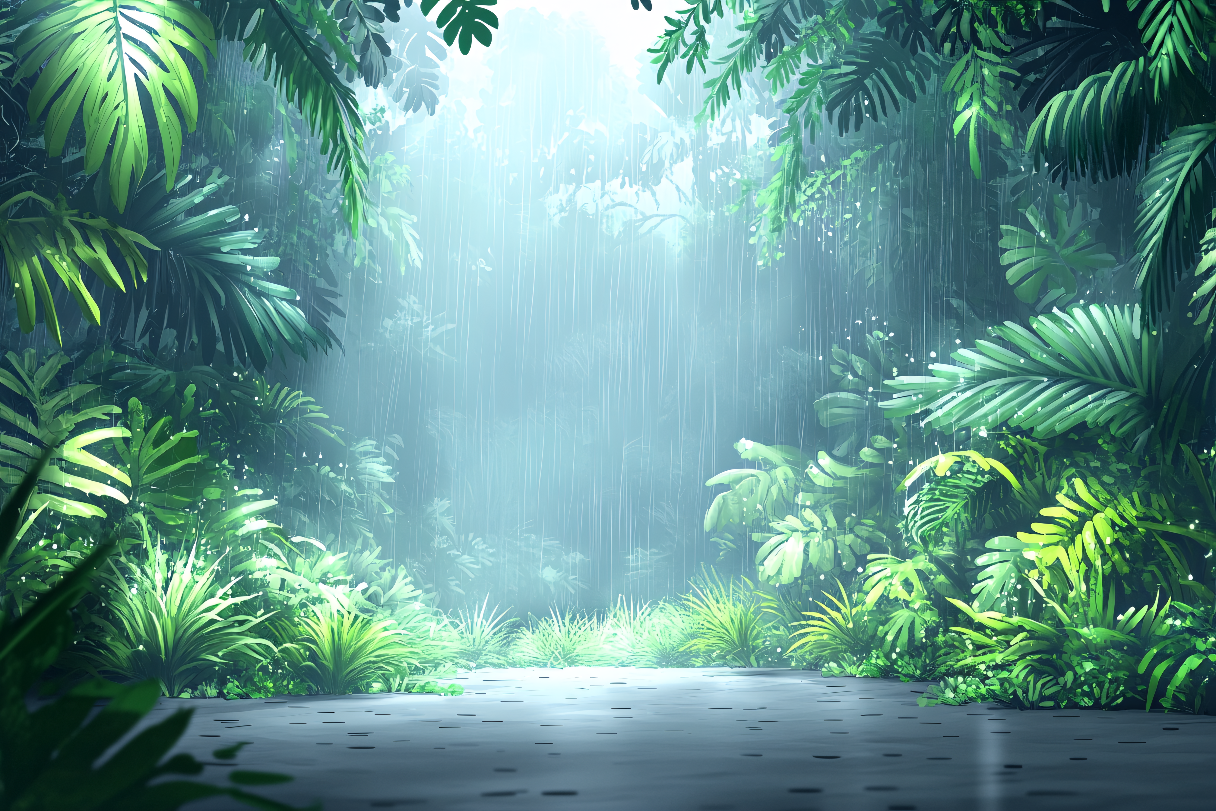 Rainy Jungle Background