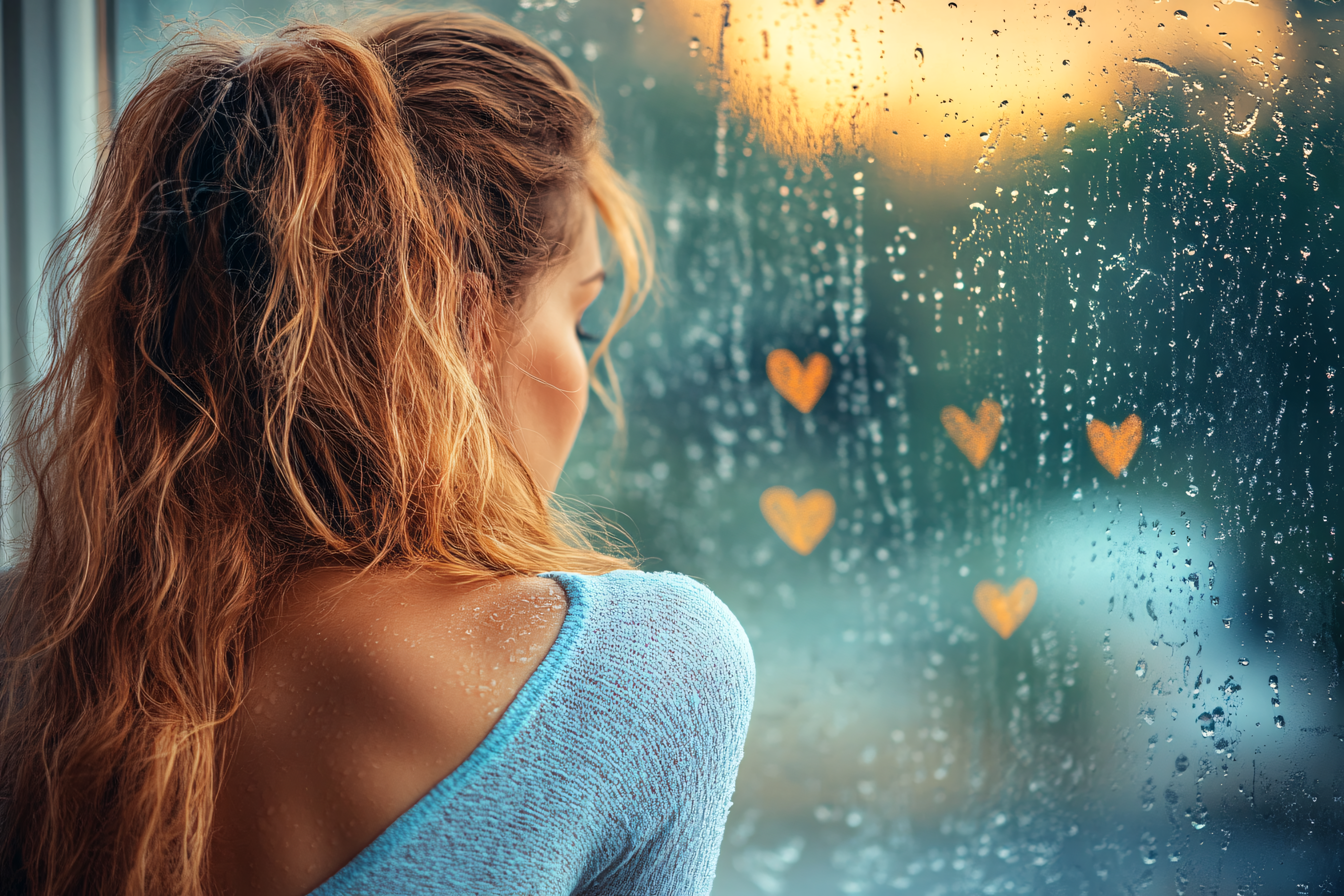 Rainy Window Heart Haze