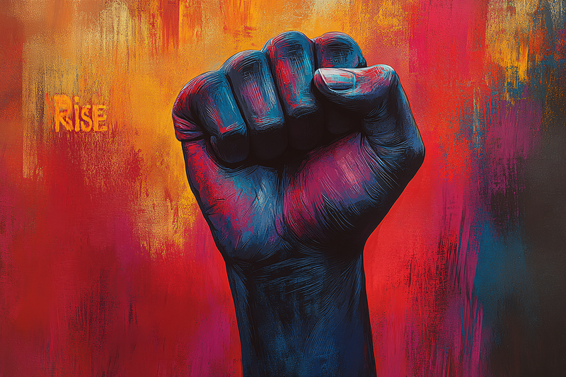 Raised Fist With Rise Text