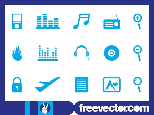 Random Icons Set Free Vector